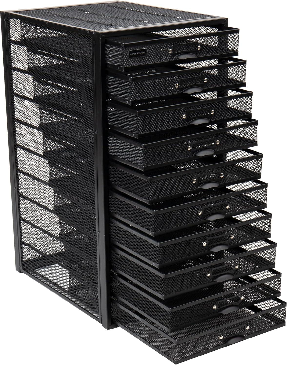 imageMind Reader 10Drawer Desk Organizer for Office Supplies Crafts Mail Sorting amp More Metal Mesh 1075L x 14W x 2125H SilverBlack