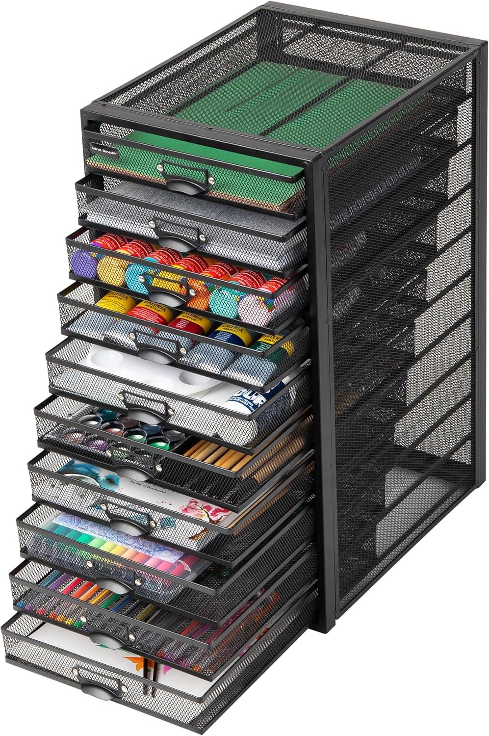 imageMind Reader 10Drawer Desk Organizer for Office Supplies Crafts Mail Sorting amp More Metal Mesh 1075L x 14W x 2125H SilverBlack