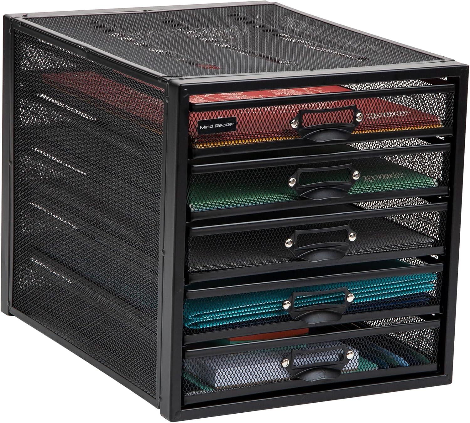 imageMind Reader 10Drawer Desk Organizer for Office Supplies Crafts Mail Sorting amp More Metal Mesh 1075L x 14W x 2125H SilverBlack 5 Drawer