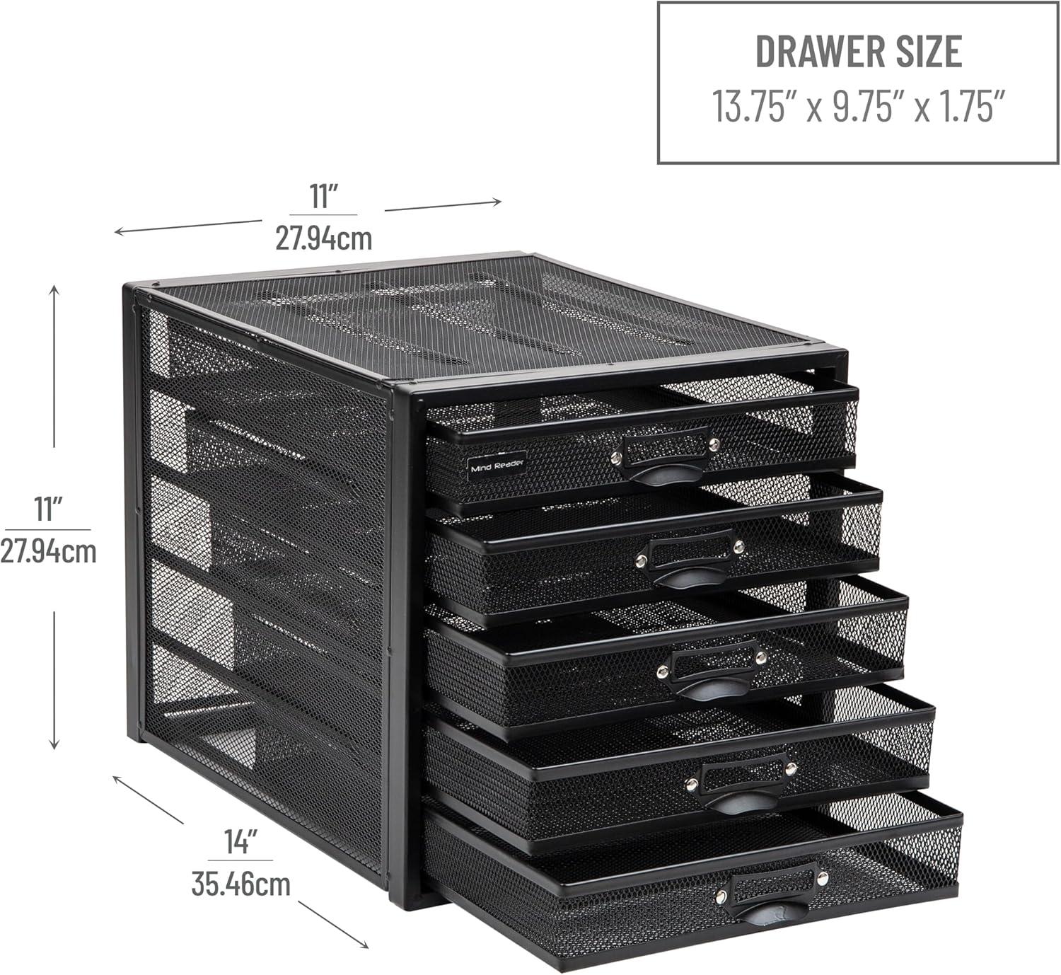 imageMind Reader 10Drawer Desk Organizer for Office Supplies Crafts Mail Sorting amp More Metal Mesh 1075L x 14W x 2125H SilverBlack 5 Drawer