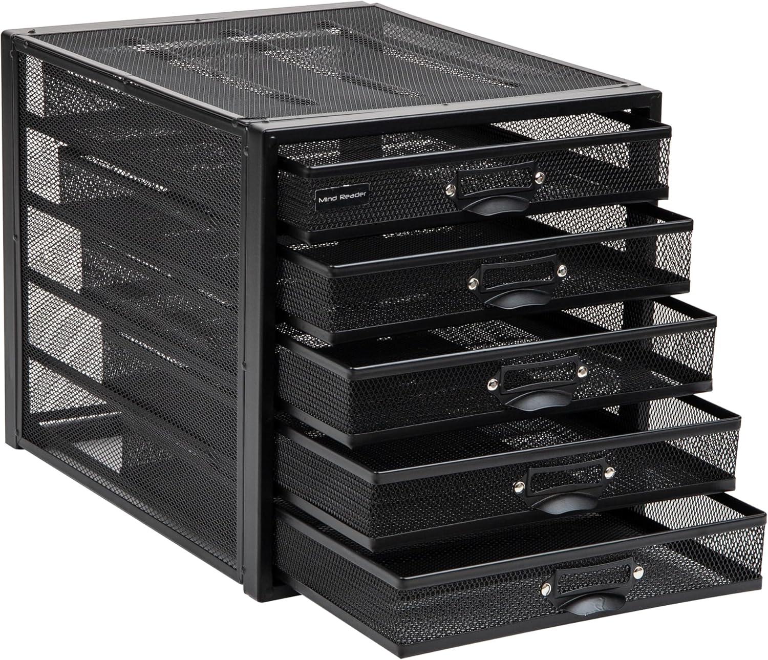imageMind Reader 10Drawer Desk Organizer for Office Supplies Crafts Mail Sorting amp More Metal Mesh 1075L x 14W x 2125H SilverBlack 5 Drawer