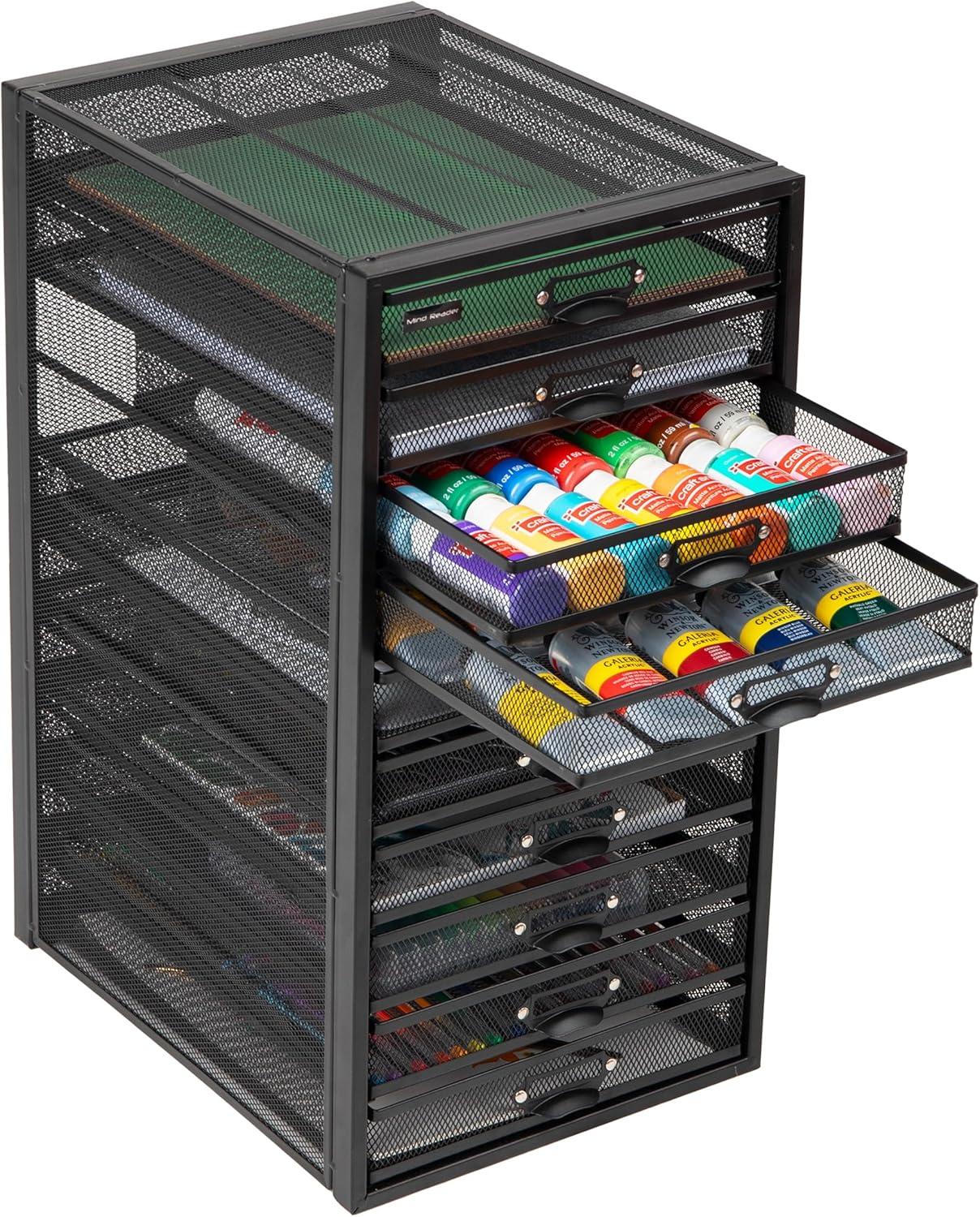 imageMind Reader 10Drawer Desk Organizer for Office Supplies Crafts Mail Sorting amp More Metal Mesh 1075L x 14W x 2125H SilverBlack