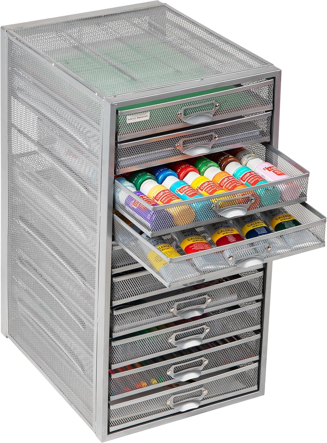 imageMind Reader 10Drawer Desk Organizer for Office Supplies Crafts Mail Sorting amp More Metal Mesh 1075L x 14W x 2125H SilverSilver 10 Drawer