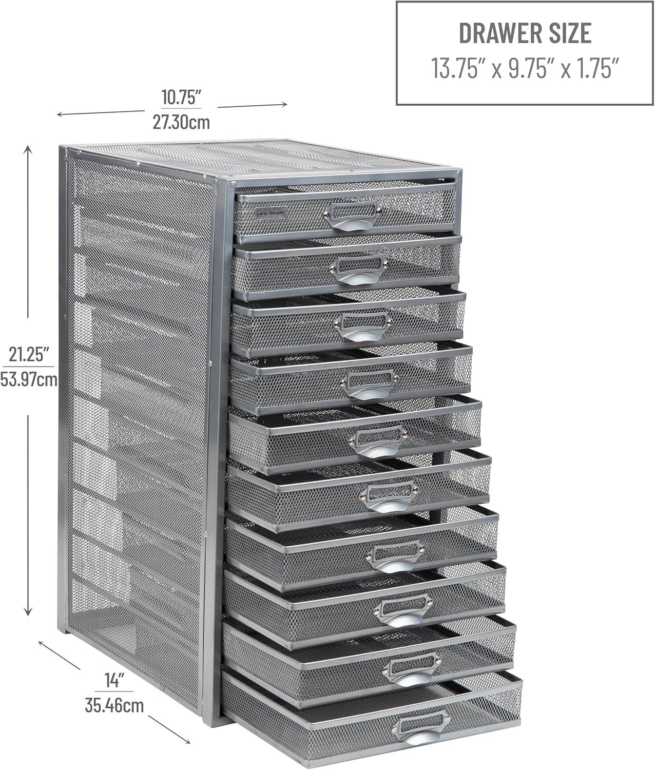 imageMind Reader 10Drawer Desk Organizer for Office Supplies Crafts Mail Sorting amp More Metal Mesh 1075L x 14W x 2125H SilverSilver 10 Drawer