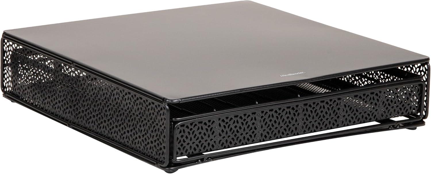 imageMind Reader 2 Drawer Coffee Pod Organizer with Removable Dividers 72 Pod Capacity Metal Mesh Coffee Station Base with Guided Drawer Track BlackSquare 36 Capacity