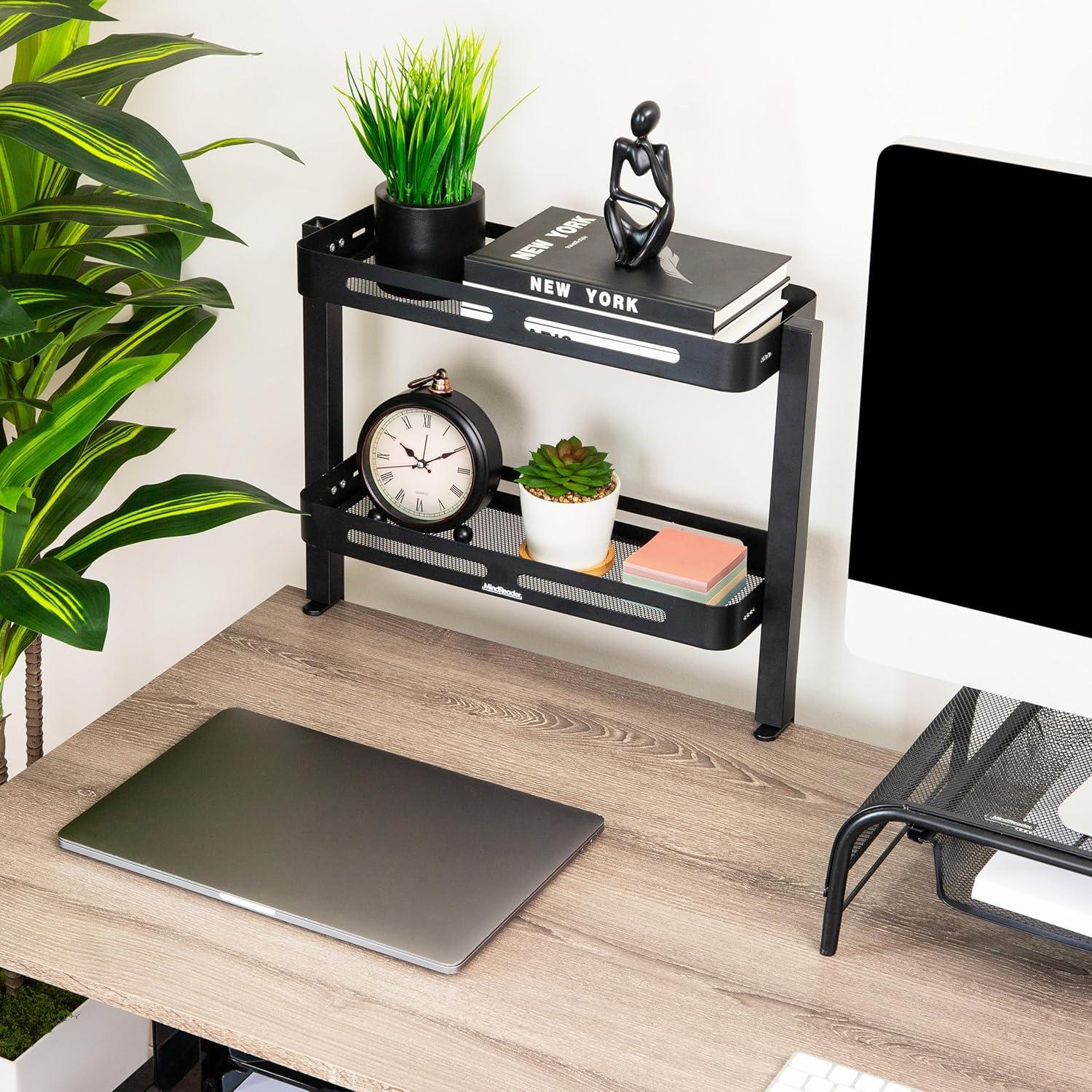 imageMind Reader 2Tier Desk Organizer with Clamp Accessory ShelfBlack