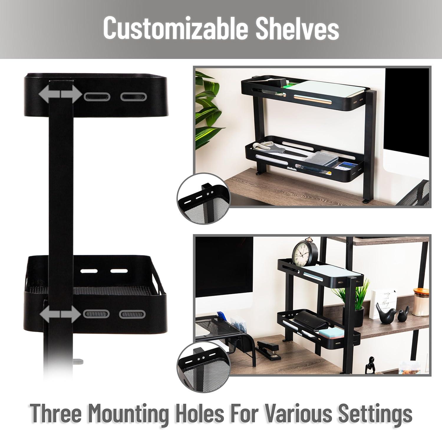 imageMind Reader 2Tier Desk Organizer with Clamp Accessory ShelfBlack