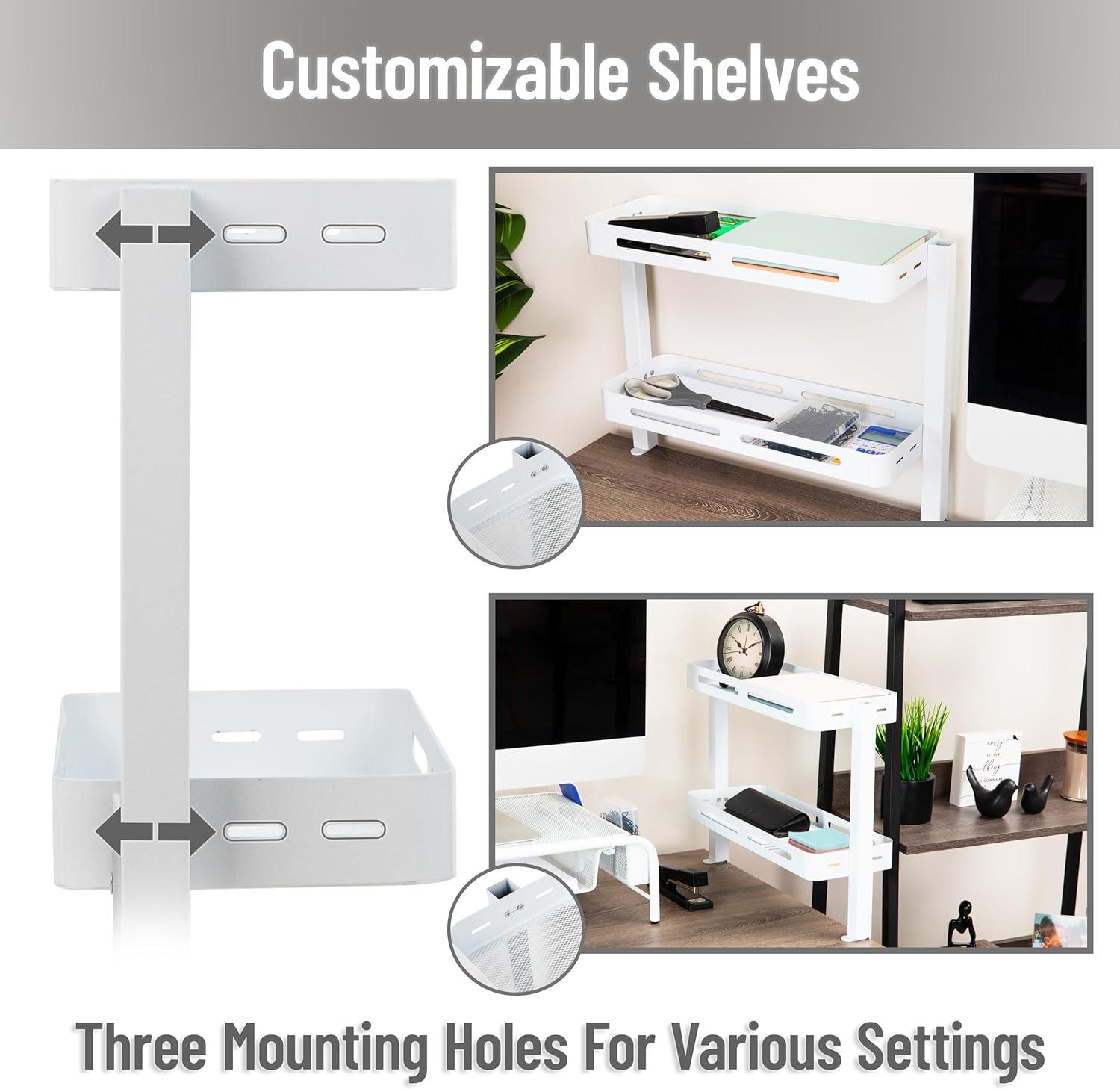 imageMind Reader 2Tier Desk Organizer with Clamp Accessory ShelfWhite