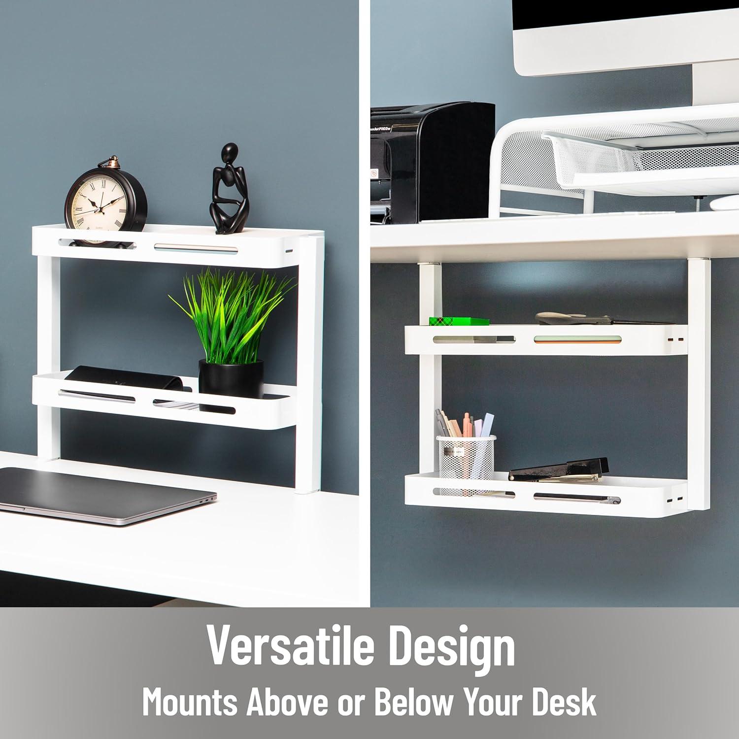 imageMind Reader 2Tier Desk Organizer with Clamp Accessory ShelfWhite
