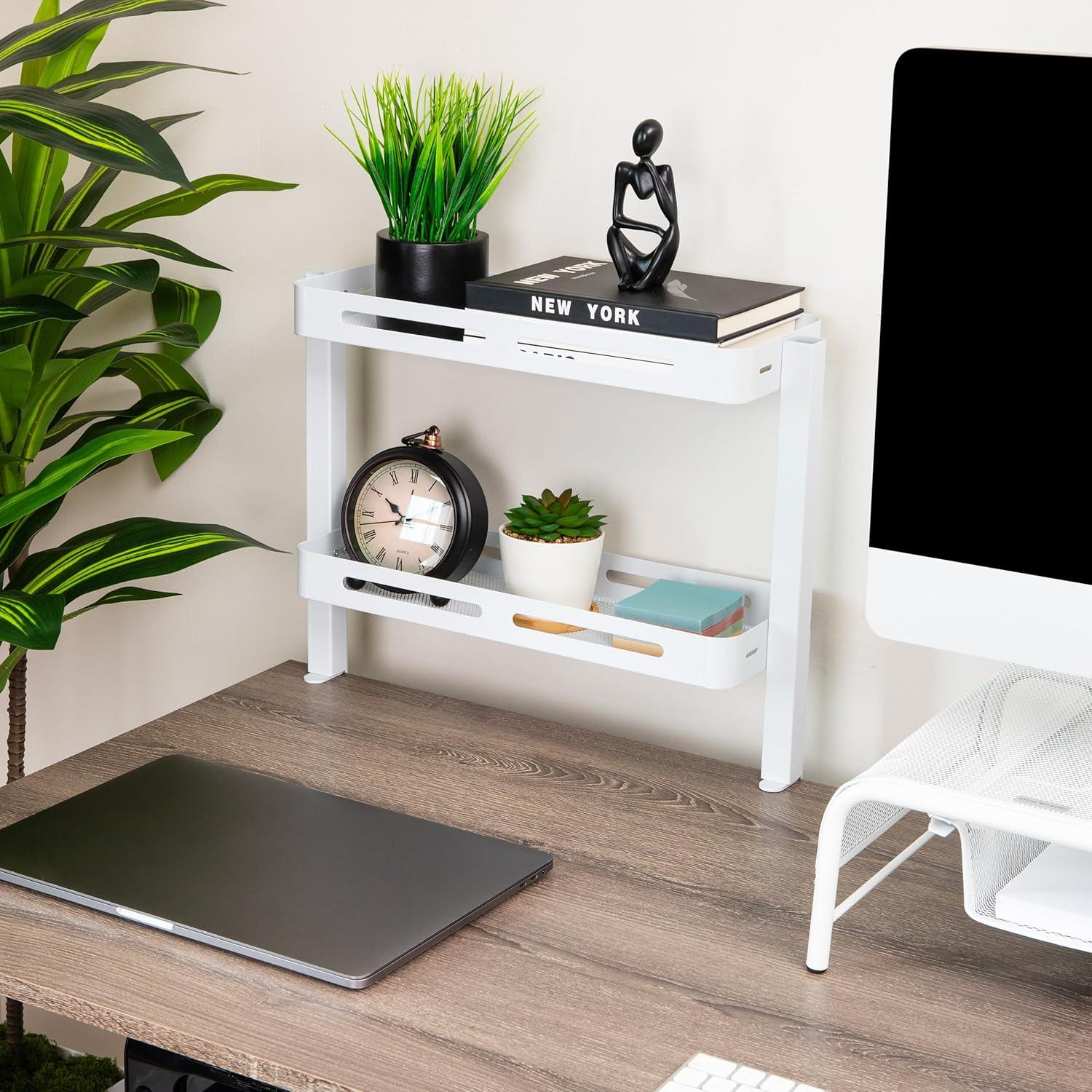 imageMind Reader 2Tier Desk Organizer with Clamp Accessory ShelfWhite