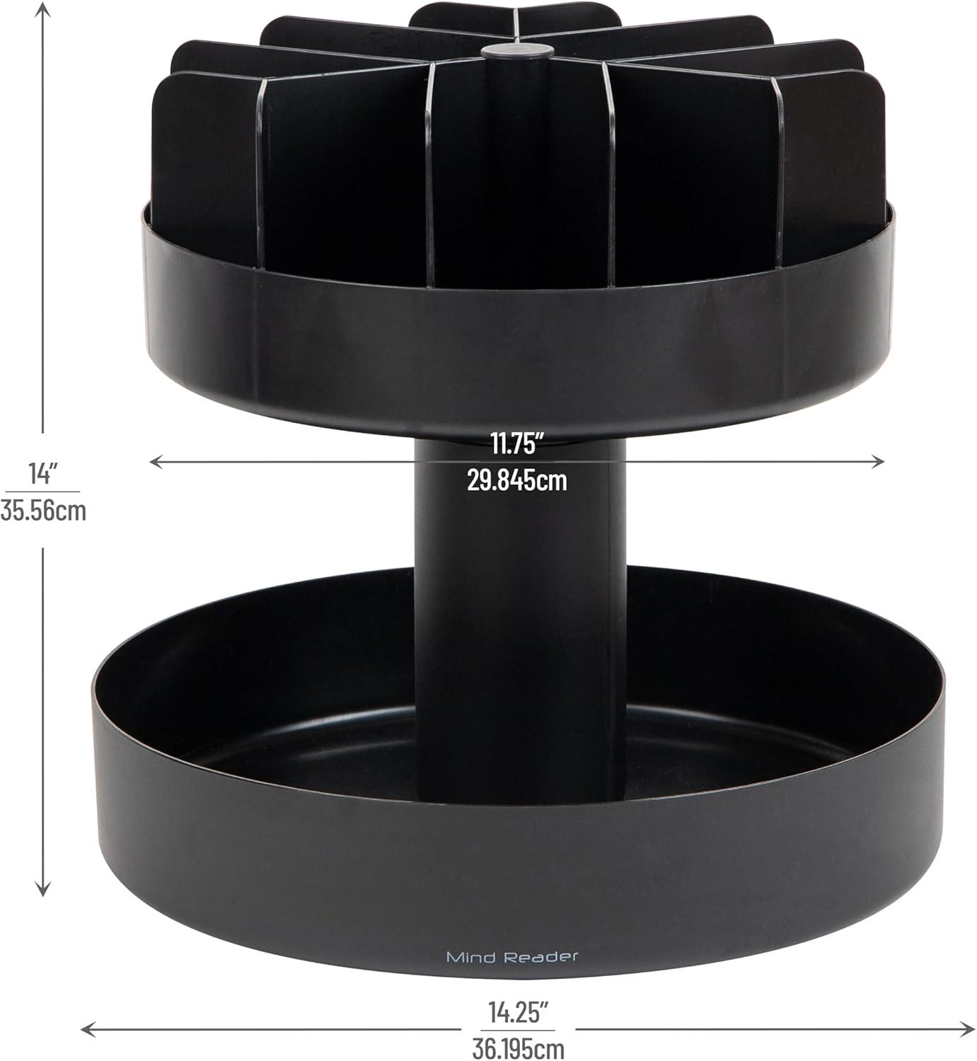 imageMind Reader 2Tier Snack Carousel Countertop Organizer Snack Tray Breakroom Kitchen 1425L x 1425W x 14H BlackBlack