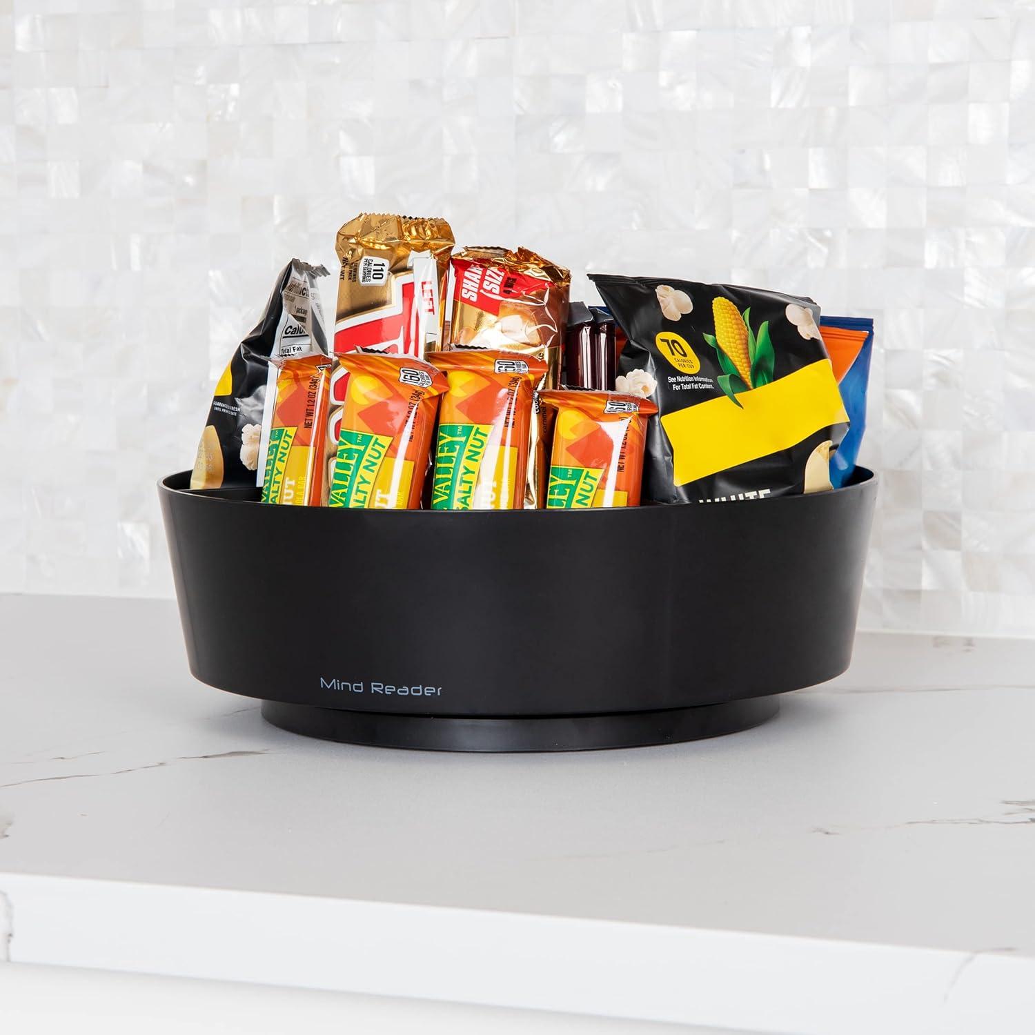 imageMind Reader 2Tier Snack Carousel Countertop Organizer Snack Tray Breakroom Kitchen 1425L x 1425W x 14H BlackClassic Black