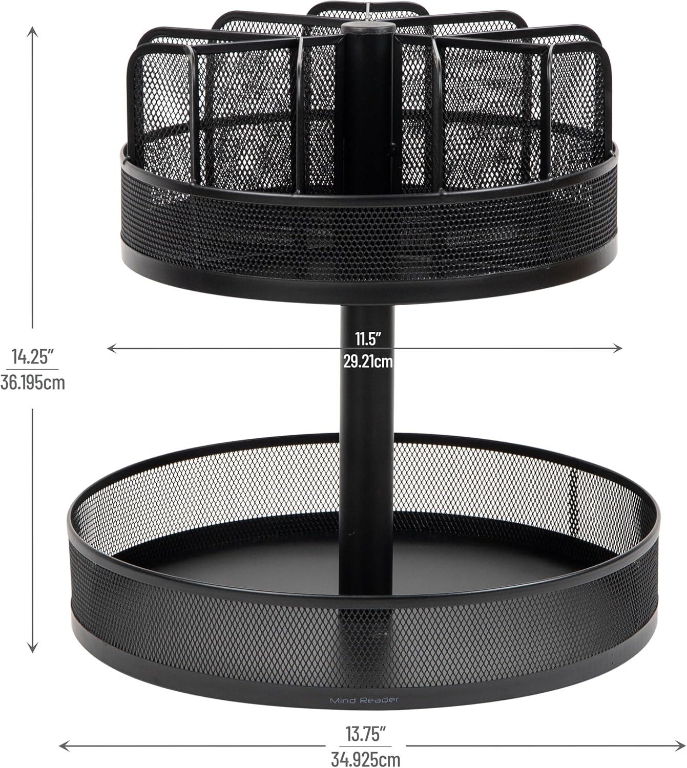 imageMind Reader 2Tier Snack Carousel Countertop Organizer Snack Tray Breakroom Kitchen Black