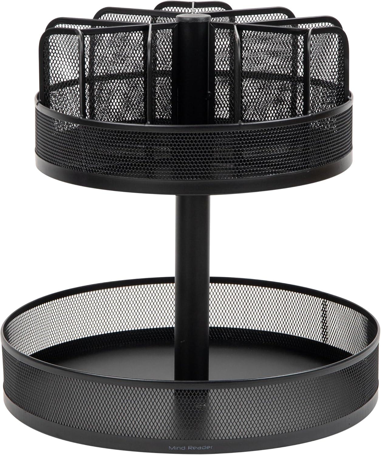 imageMind Reader 2Tier Snack Carousel Countertop Organizer Snack Tray Breakroom Kitchen Black