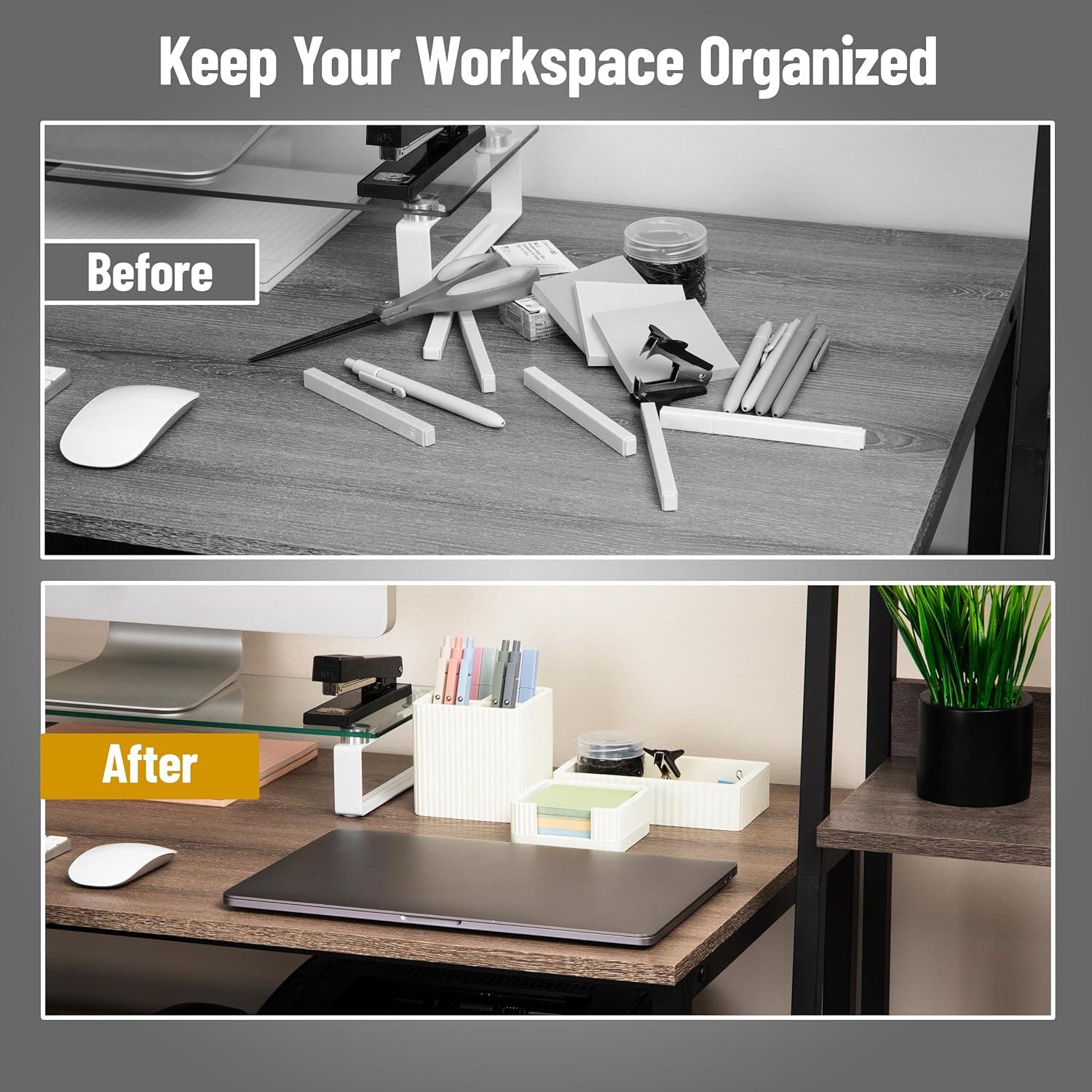 imageMind Reader 3Piece Cement Desk Organizer Set Desktop Accessory Kit with Pen Cup Sticky Note Holder CatchAll Tray Modern Office Decor Cement Cream