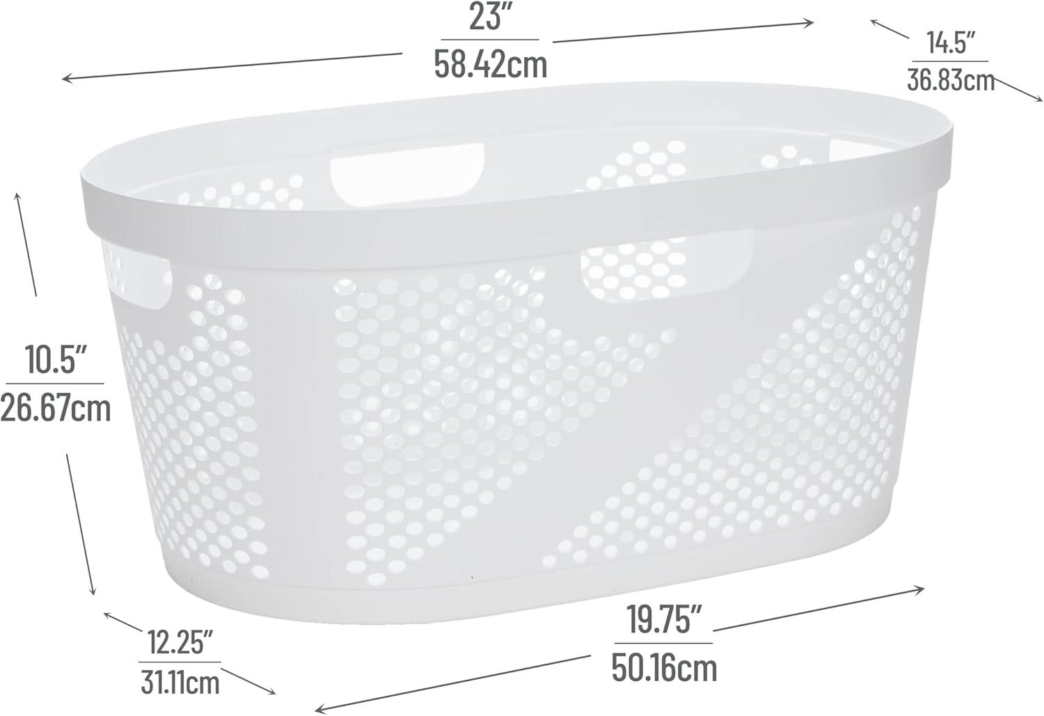 imageMind Reader 40L Laundry Basket Clothes Hamper Wicker Design Plastic 23L x 145W x 105H WhiteWhite