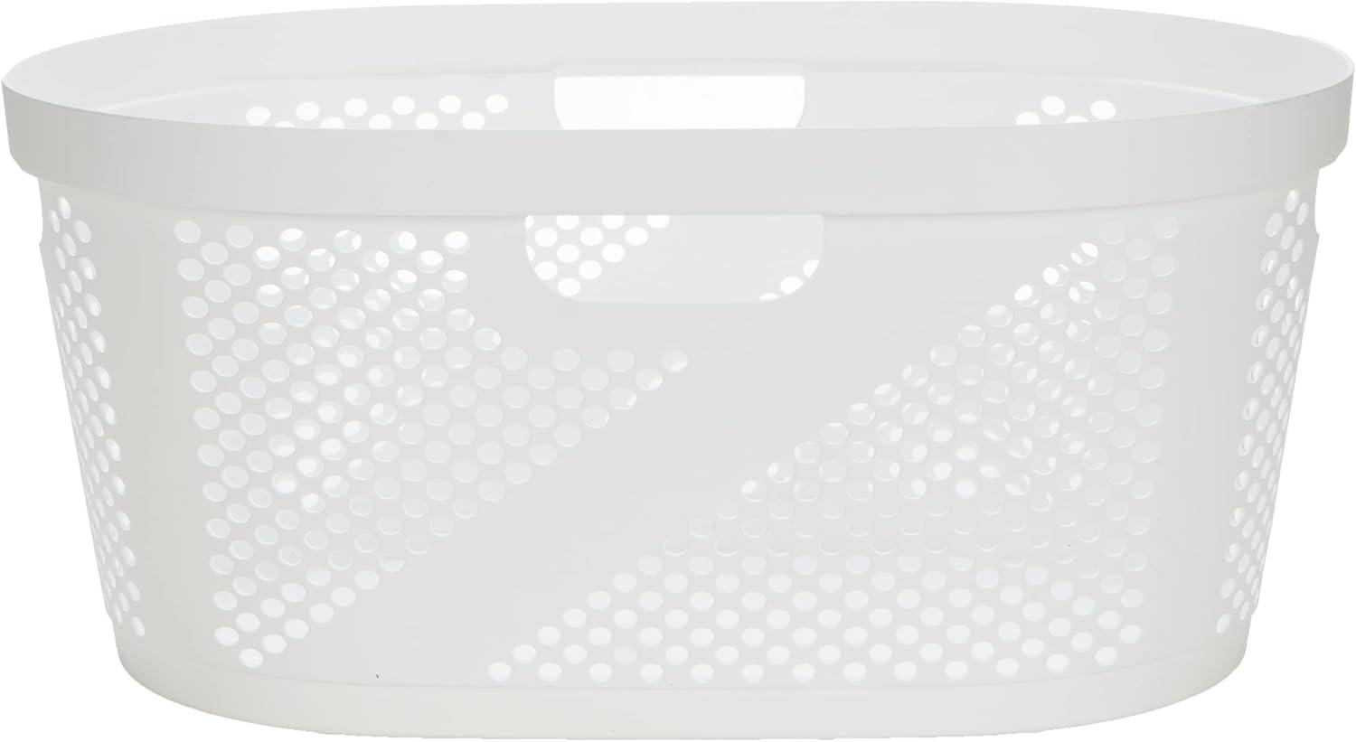 imageMind Reader 40L Laundry Basket Clothes Hamper Wicker Design Plastic 23L x 145W x 105H WhiteWhite