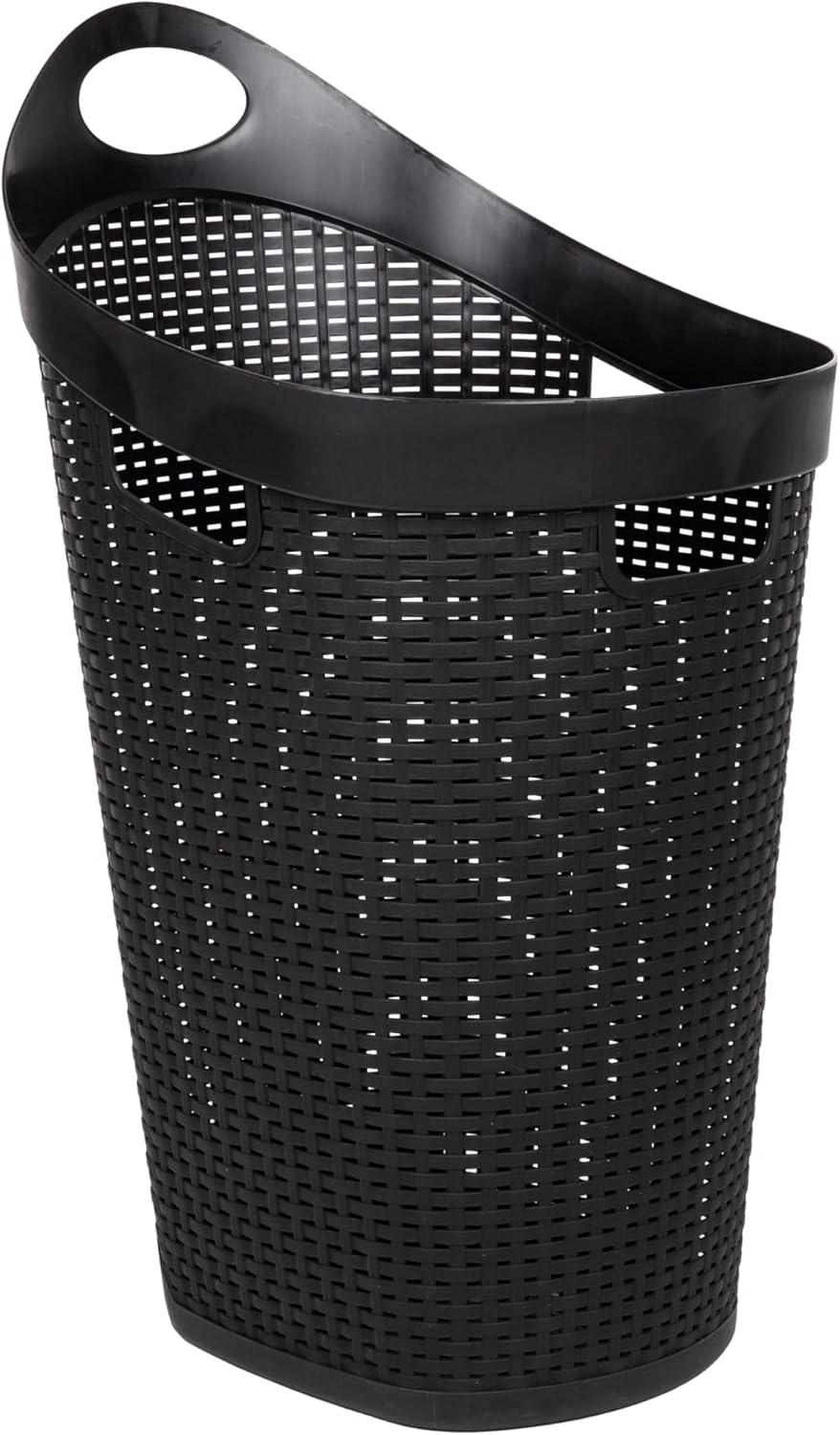 imageMind Reader 60L Rolling Laundry Hamper Clothes Basket Wheels Wicker Style Plastic 195L x 1475W x 2925H IvoryBlack