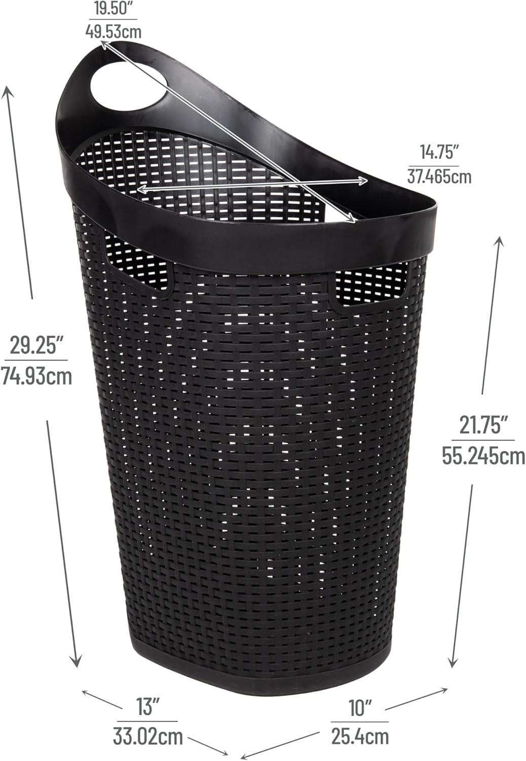 imageMind Reader 60L Rolling Laundry Hamper Clothes Basket Wheels Wicker Style Plastic 195L x 1475W x 2925H IvoryBlack
