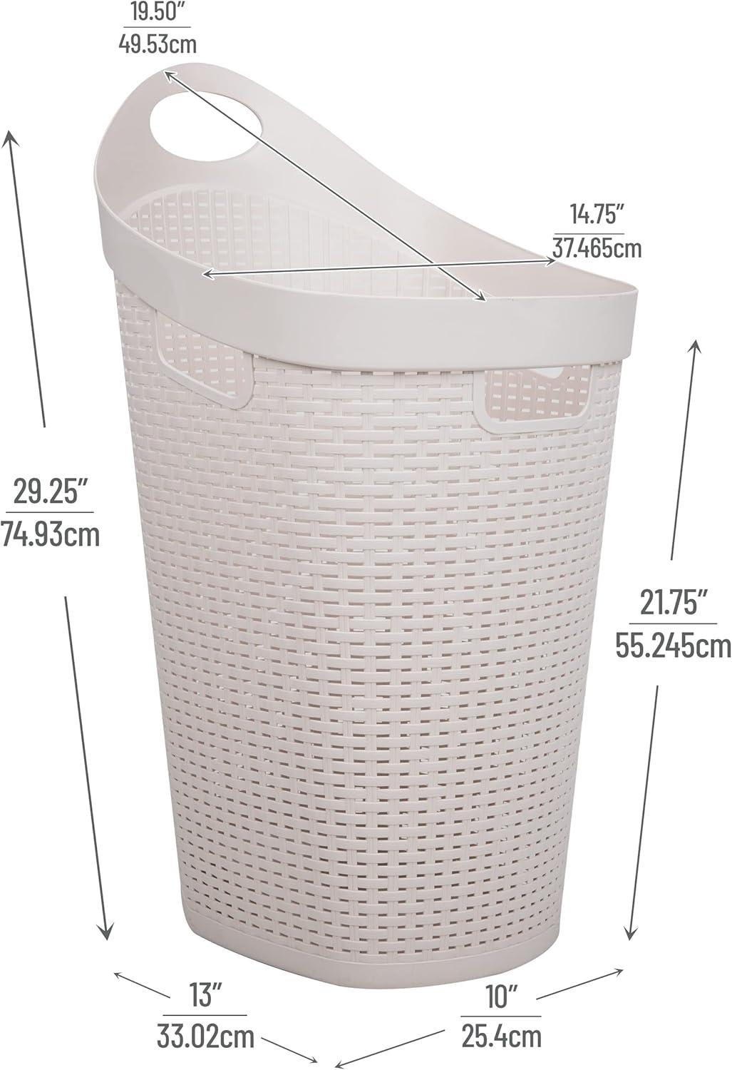imageMind Reader 60L Rolling Laundry Hamper Clothes Basket Wheels Wicker Style Plastic 195L x 1475W x 2925H IvoryIvory