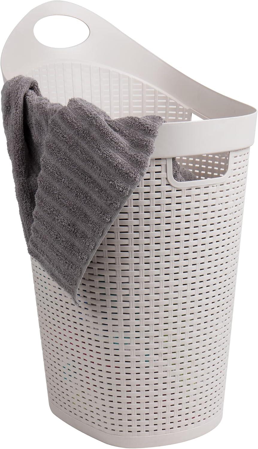 imageMind Reader 60L Rolling Laundry Hamper Clothes Basket Wheels Wicker Style Plastic 195L x 1475W x 2925H IvoryIvory