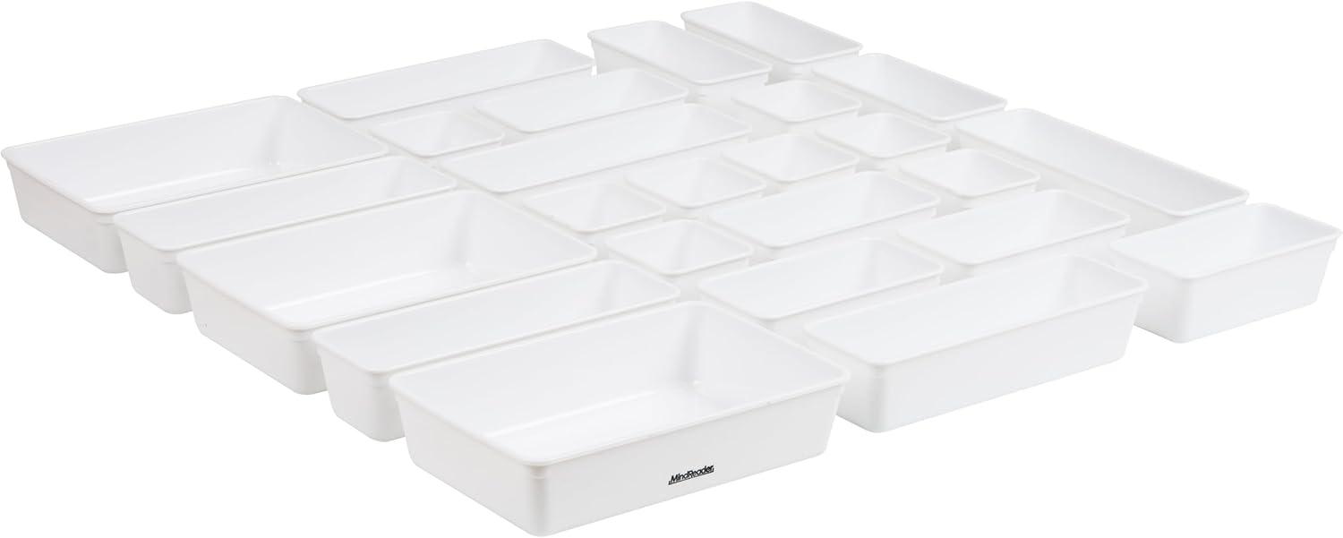 imageMind Reader 8Pc Drawer Organizer Desk Organizer Interlocking Storage Kitchen Office WhiteWhite