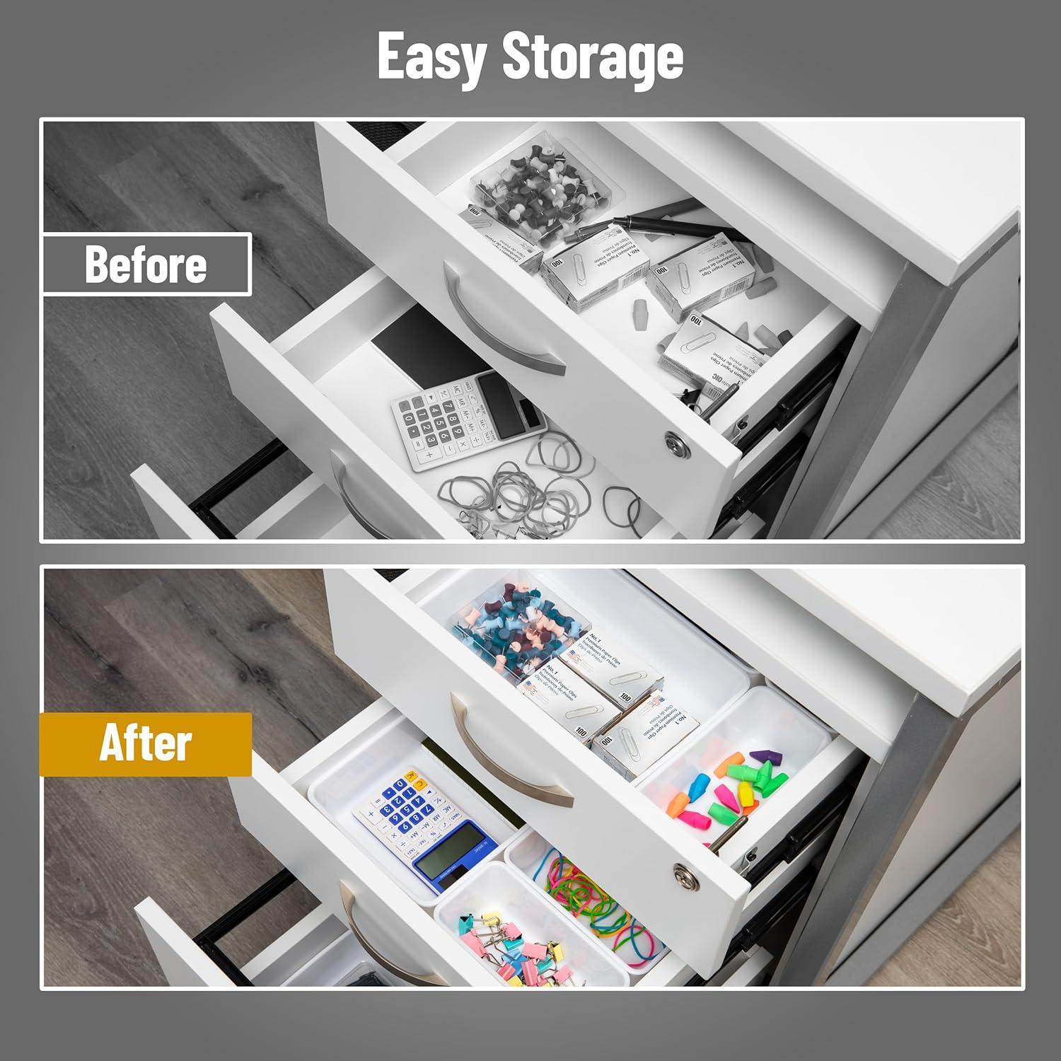 imageMind Reader 8Pc Drawer Organizer Desk Organizer Interlocking Storage Kitchen Office WhiteWhite