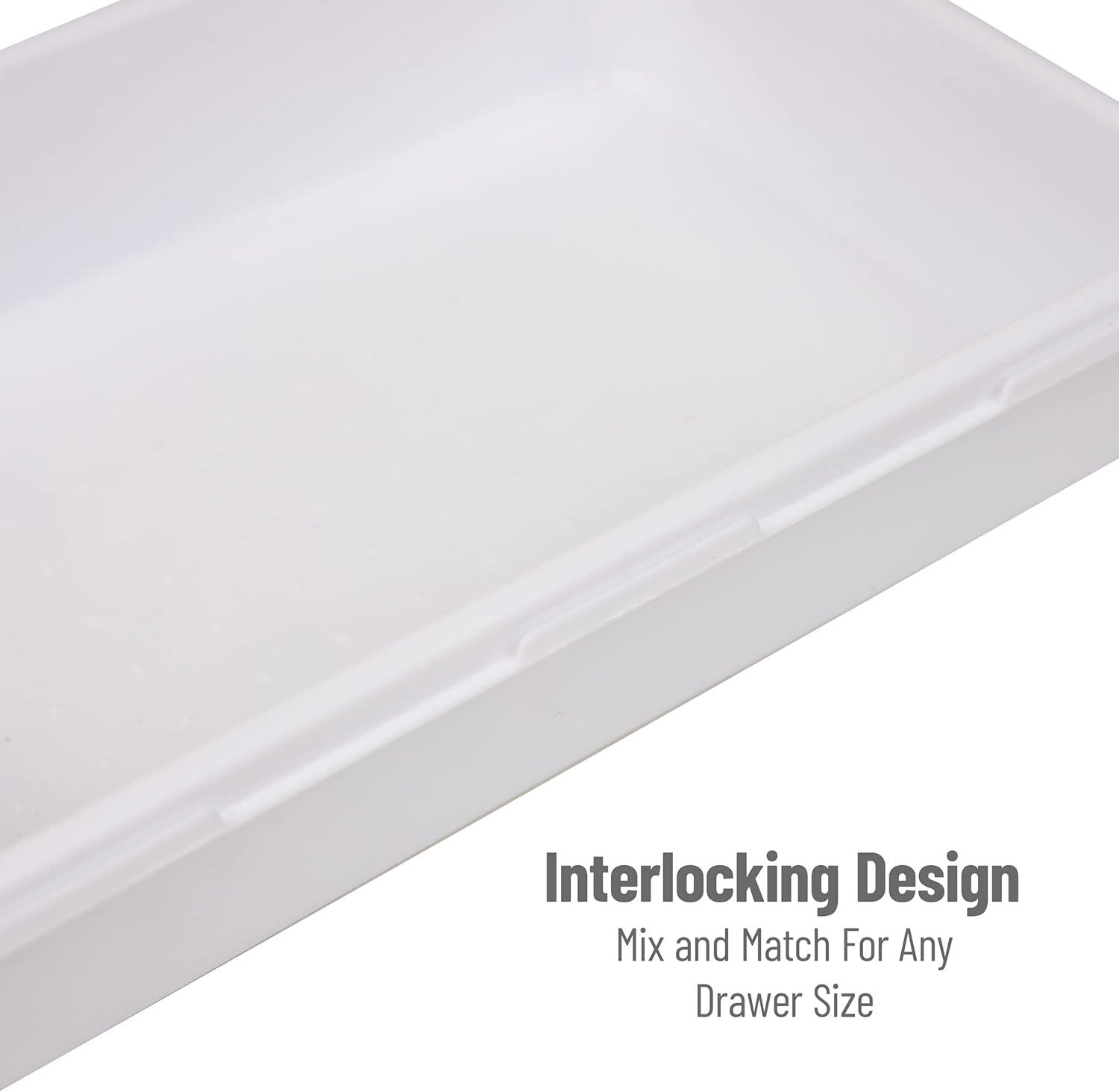 imageMind Reader 8Pc Drawer Organizer Desk Organizer Interlocking Storage Kitchen Office WhiteWhite