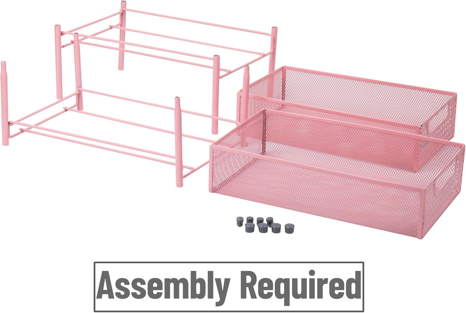 imageMind Reader Accessory Organizer Supply Storage Desktop Crafts Office Metal Mesh 8L x 125W x 1125H WhitePink