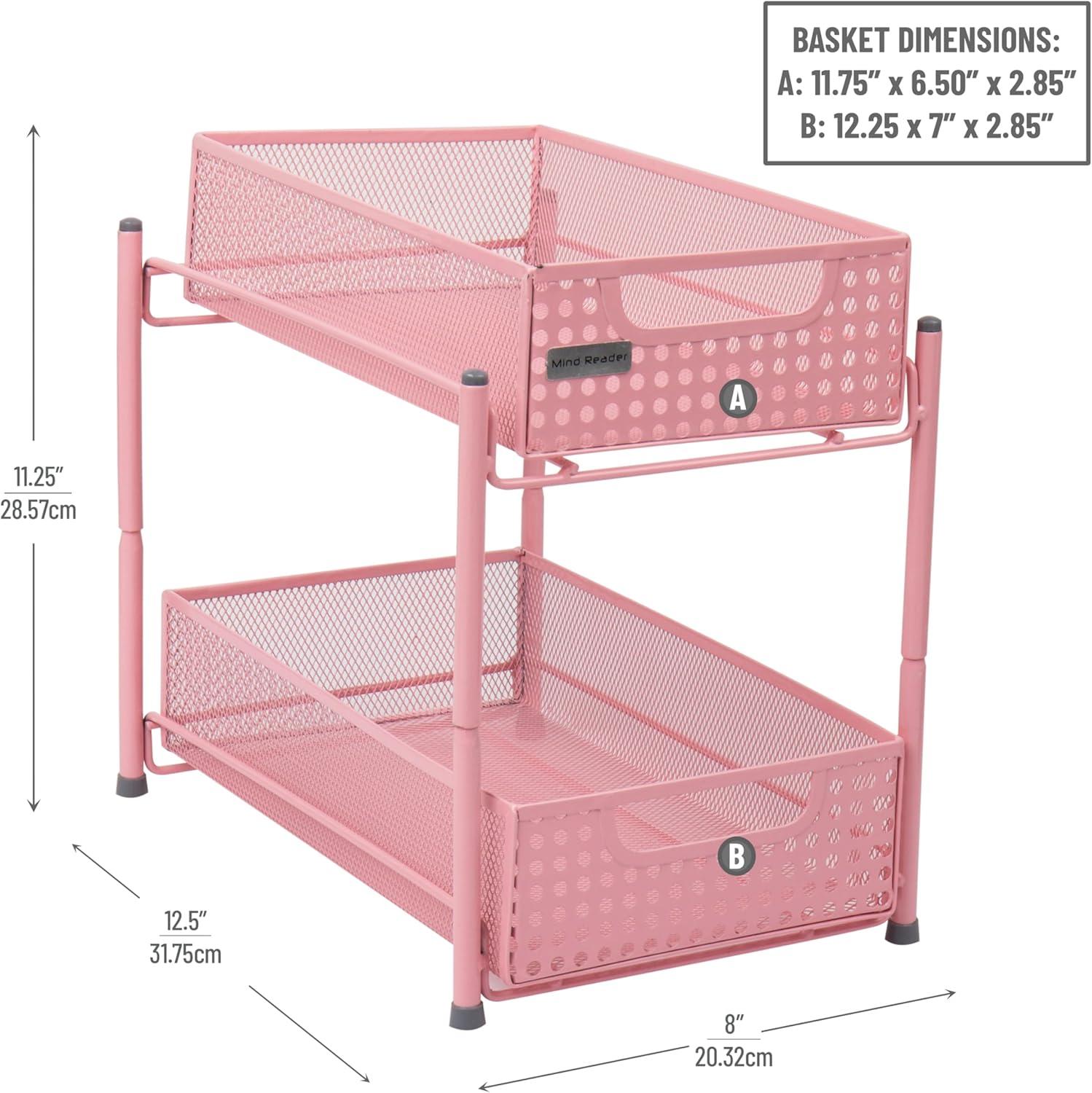 imageMind Reader Accessory Organizer Supply Storage Desktop Crafts Office Metal Mesh 8L x 125W x 1125H WhitePink