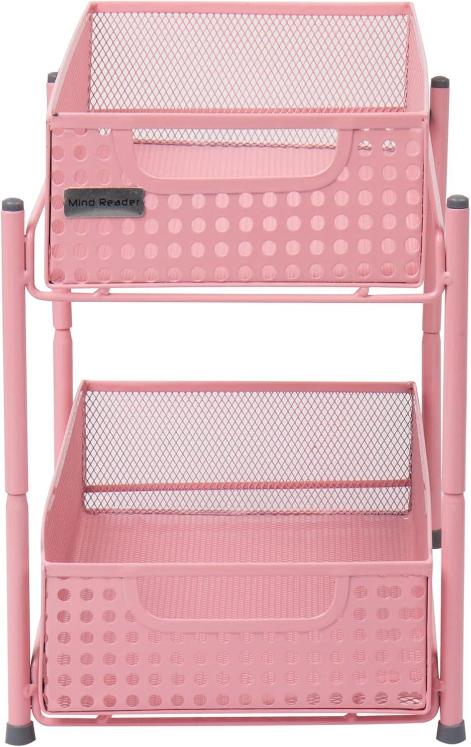 imageMind Reader Accessory Organizer Supply Storage Desktop Crafts Office Metal Mesh 8L x 125W x 1125H WhitePink