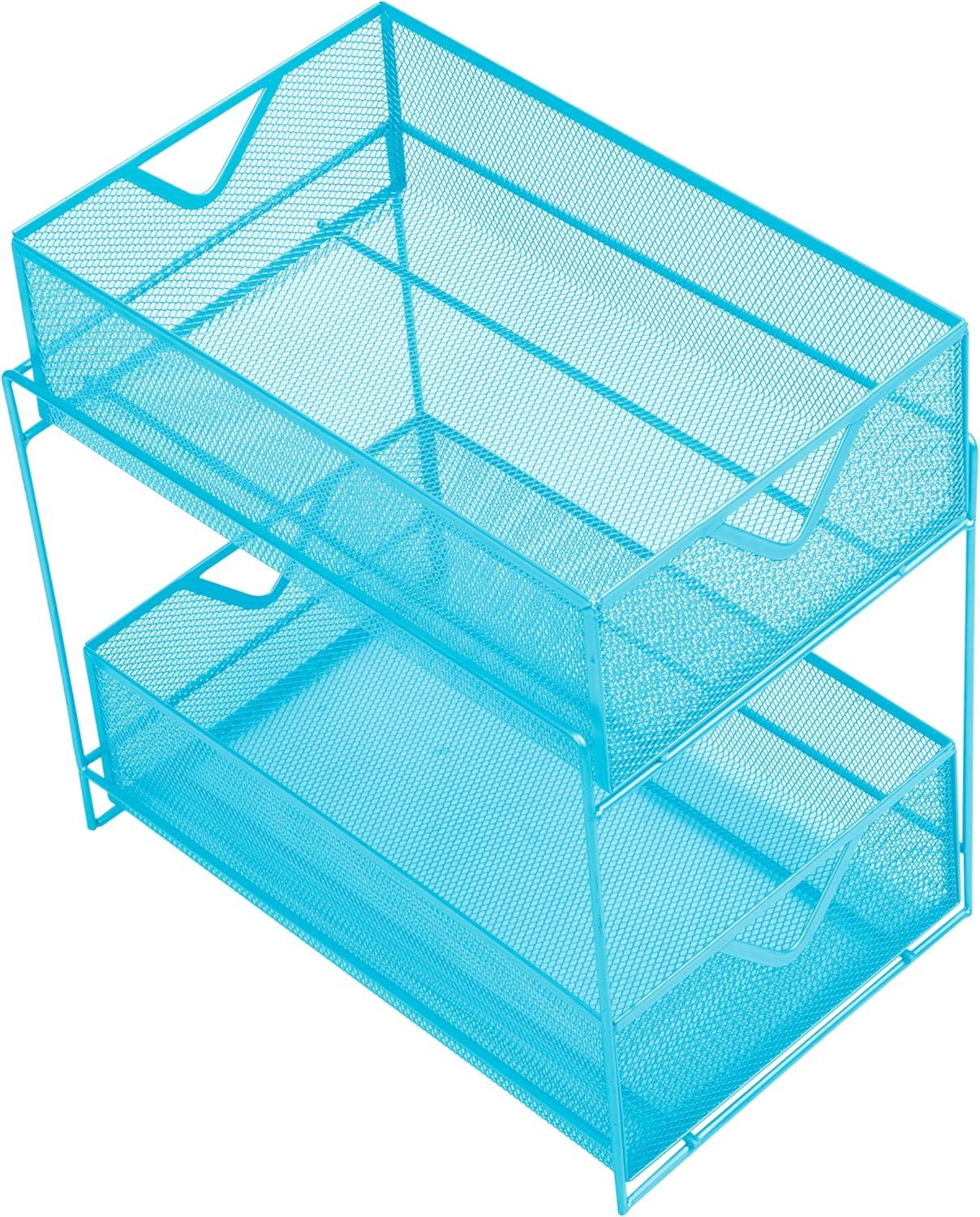 imageMind Reader Accessory Organizer Supply Storage Makeup Crafts Office Kitchen Metal Mesh 825L x 125W x 125H WhiteBlue