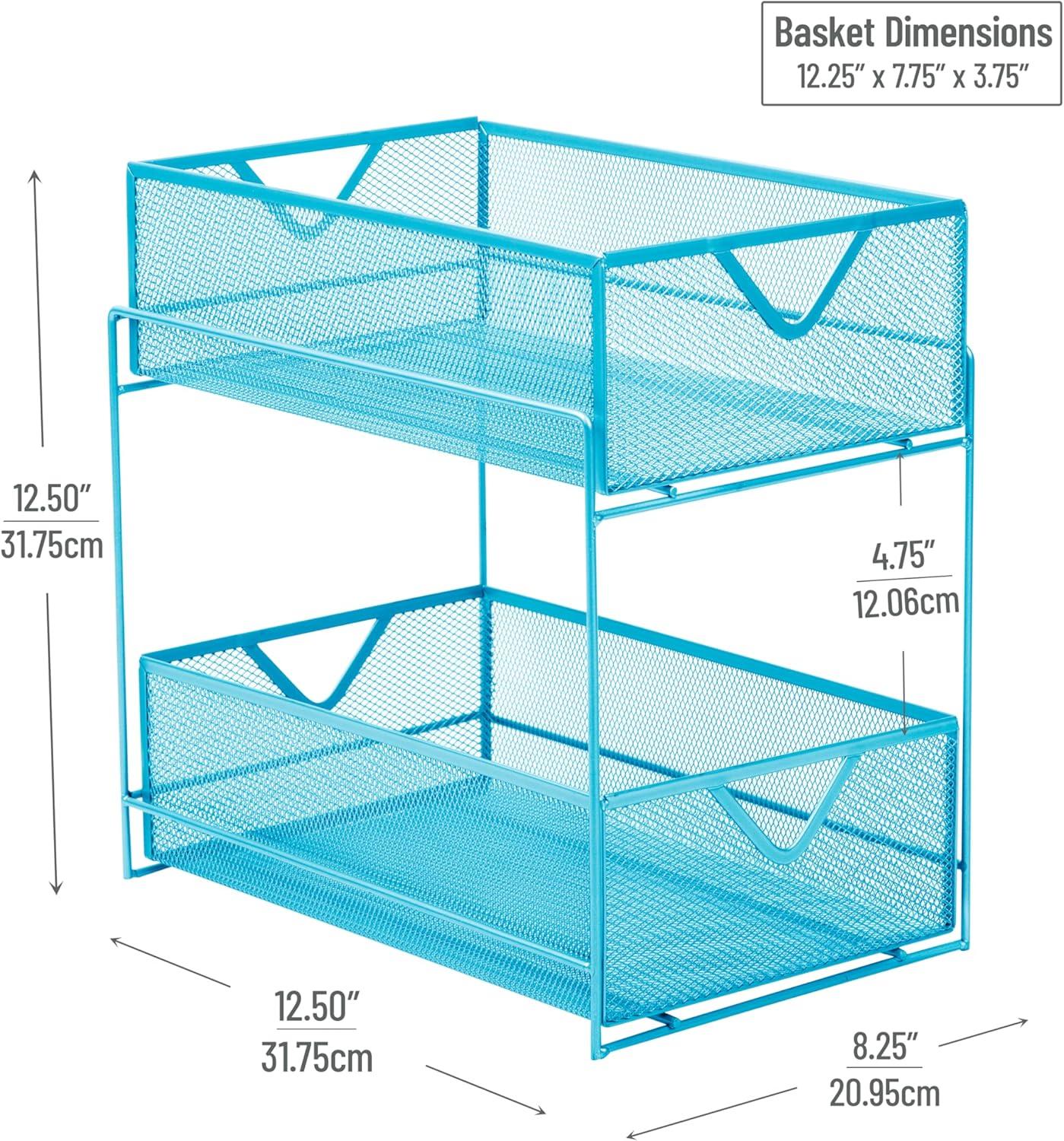 imageMind Reader Accessory Organizer Supply Storage Makeup Crafts Office Kitchen Metal Mesh 825L x 125W x 125H WhiteBlue