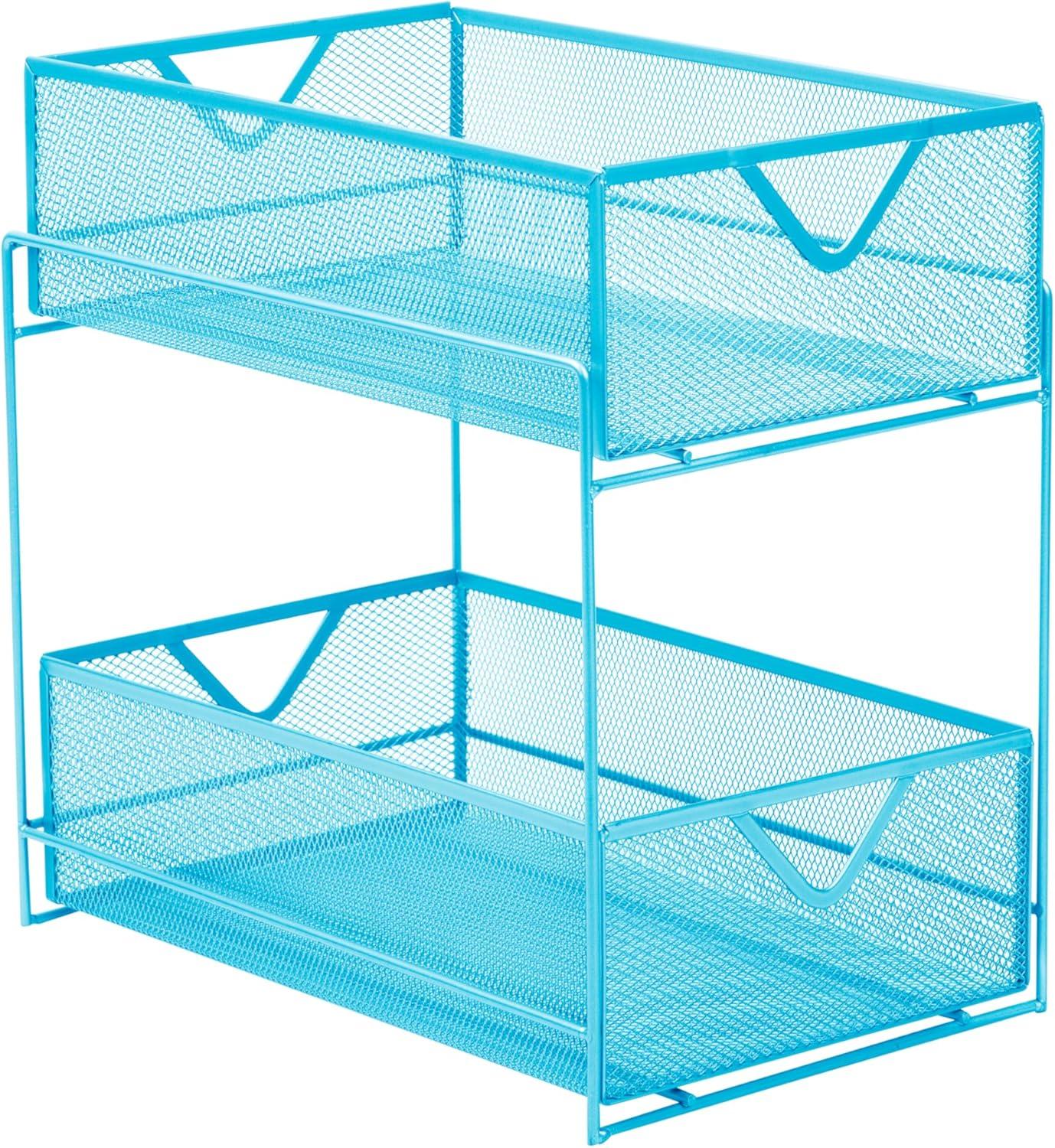 imageMind Reader Accessory Organizer Supply Storage Makeup Office Kitchen Metal Mesh 825L x 125W x 125H TurquoiseBlue