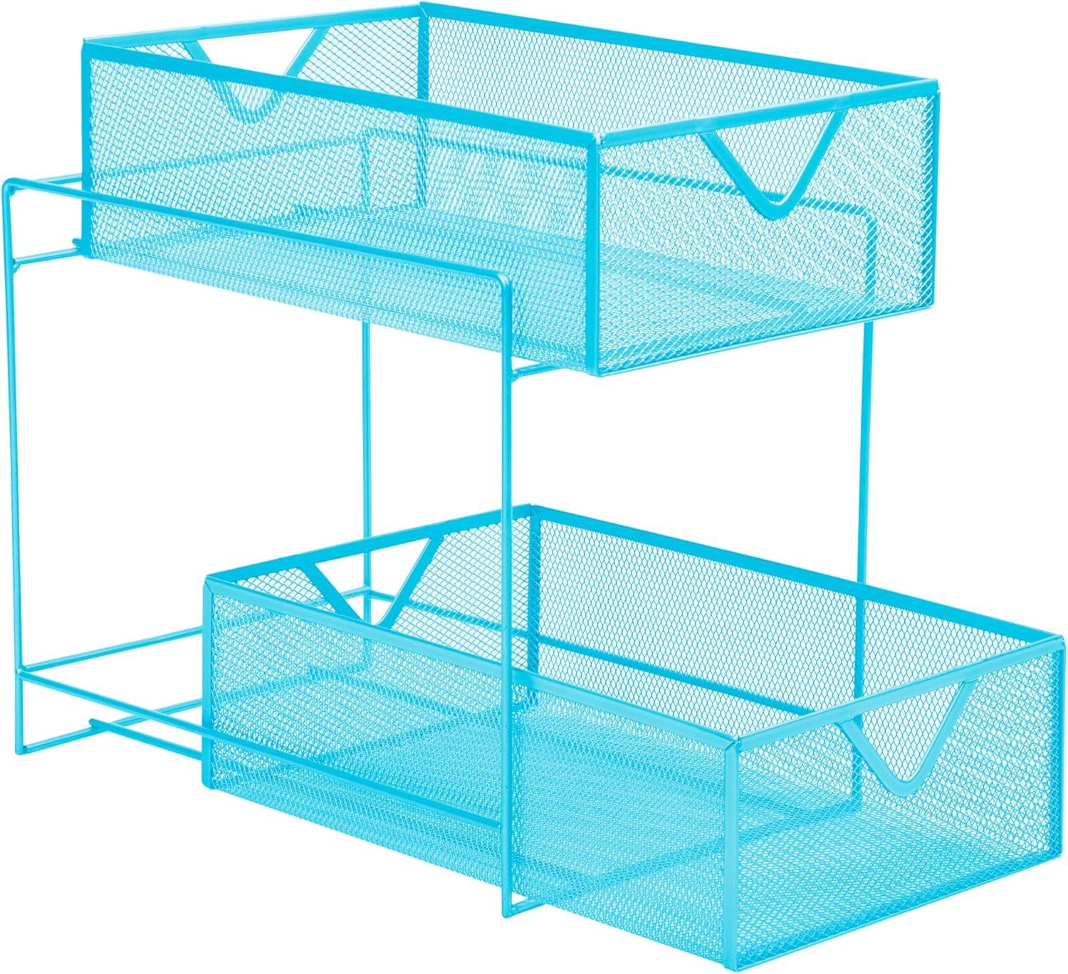 imageMind Reader Accessory Organizer Supply Storage Makeup Office Kitchen Metal Mesh 825L x 125W x 125H TurquoiseBlue