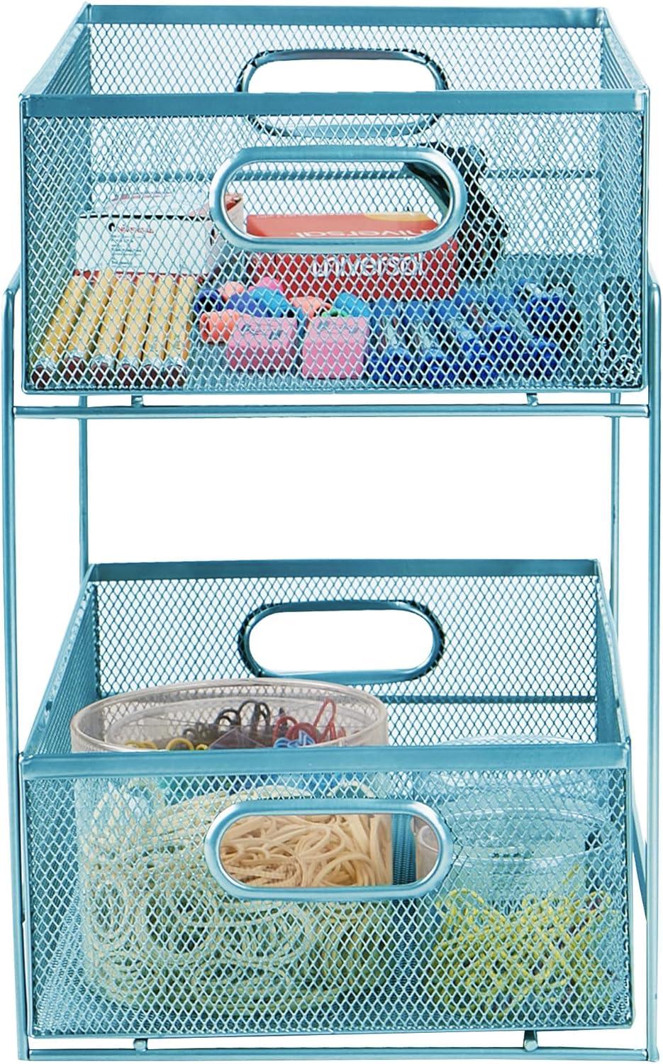imageMind Reader Accessory Organizer Supply Storage Makeup Office Kitchen Metal Mesh 825L x 125W x 125H TurquoiseTurquoise