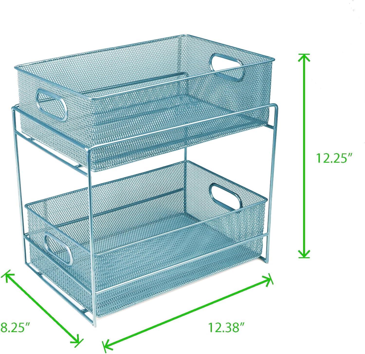 imageMind Reader Accessory Organizer Supply Storage Makeup Office Kitchen Metal Mesh 825L x 125W x 125H TurquoiseTurquoise