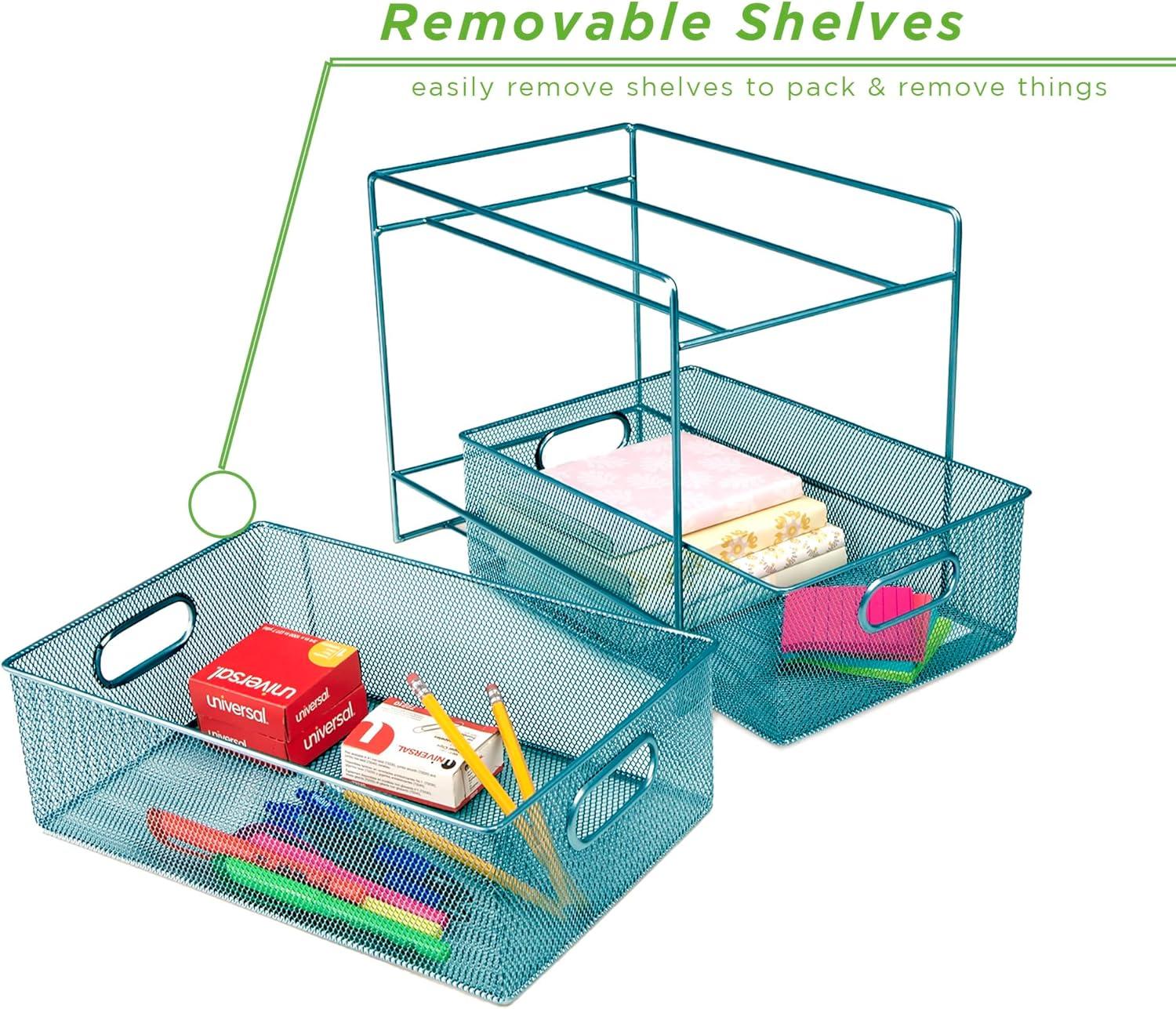 imageMind Reader Accessory Organizer Supply Storage Makeup Office Kitchen Metal Mesh 825L x 125W x 125H TurquoiseTurquoise