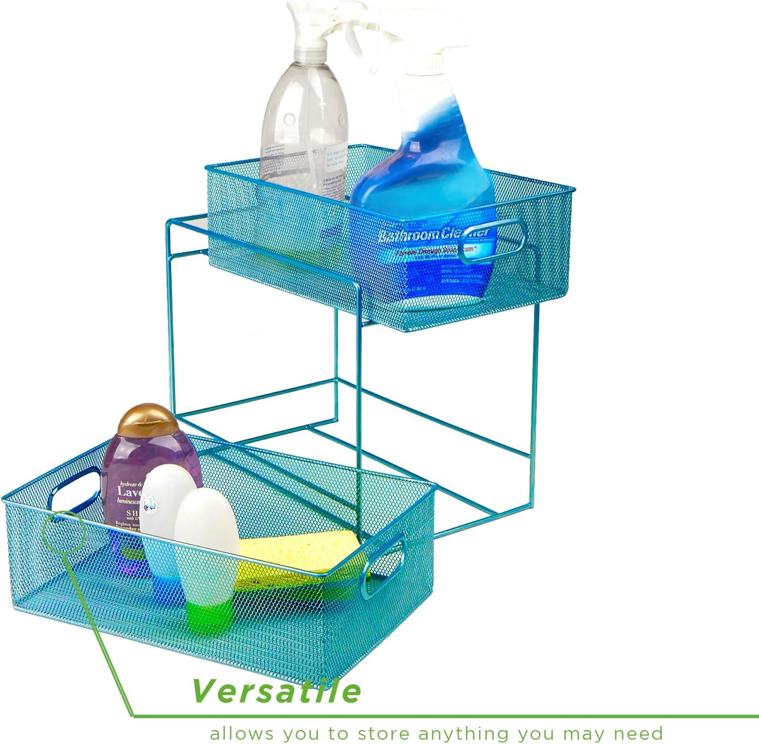 imageMind Reader Accessory Organizer Supply Storage Makeup Office Kitchen Metal Mesh 825L x 125W x 125H TurquoiseTurquoise