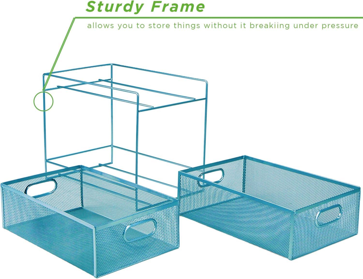 imageMind Reader Accessory Organizer Supply Storage Makeup Office Kitchen Metal Mesh 825L x 125W x 125H TurquoiseTurquoise