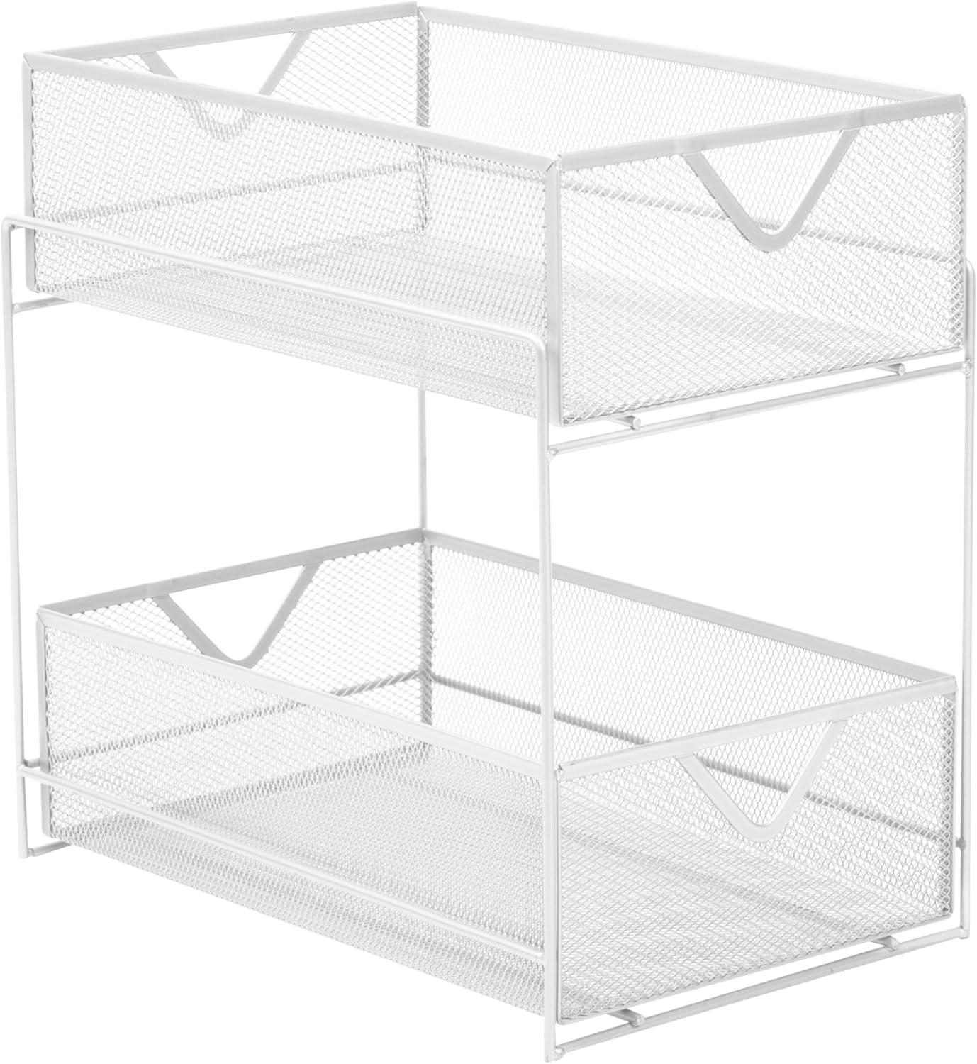 imageMind Reader Accessory Organizer Supply Storage Makeup Office Kitchen Metal Mesh 825L x 125W x 125H TurquoiseWhite