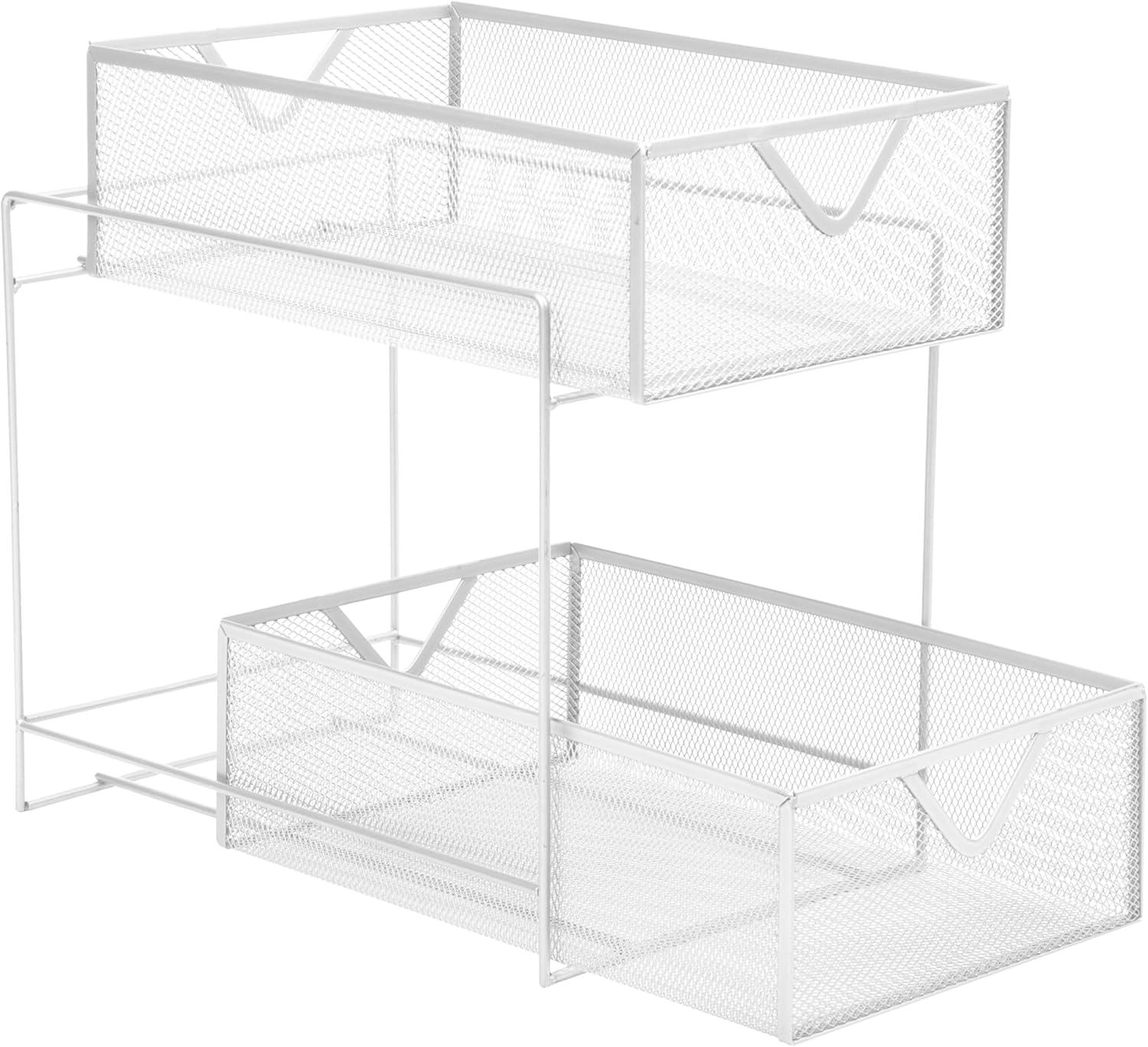 imageMind Reader Accessory Organizer Supply Storage Makeup Office Kitchen Metal Mesh 825L x 125W x 125H TurquoiseWhite