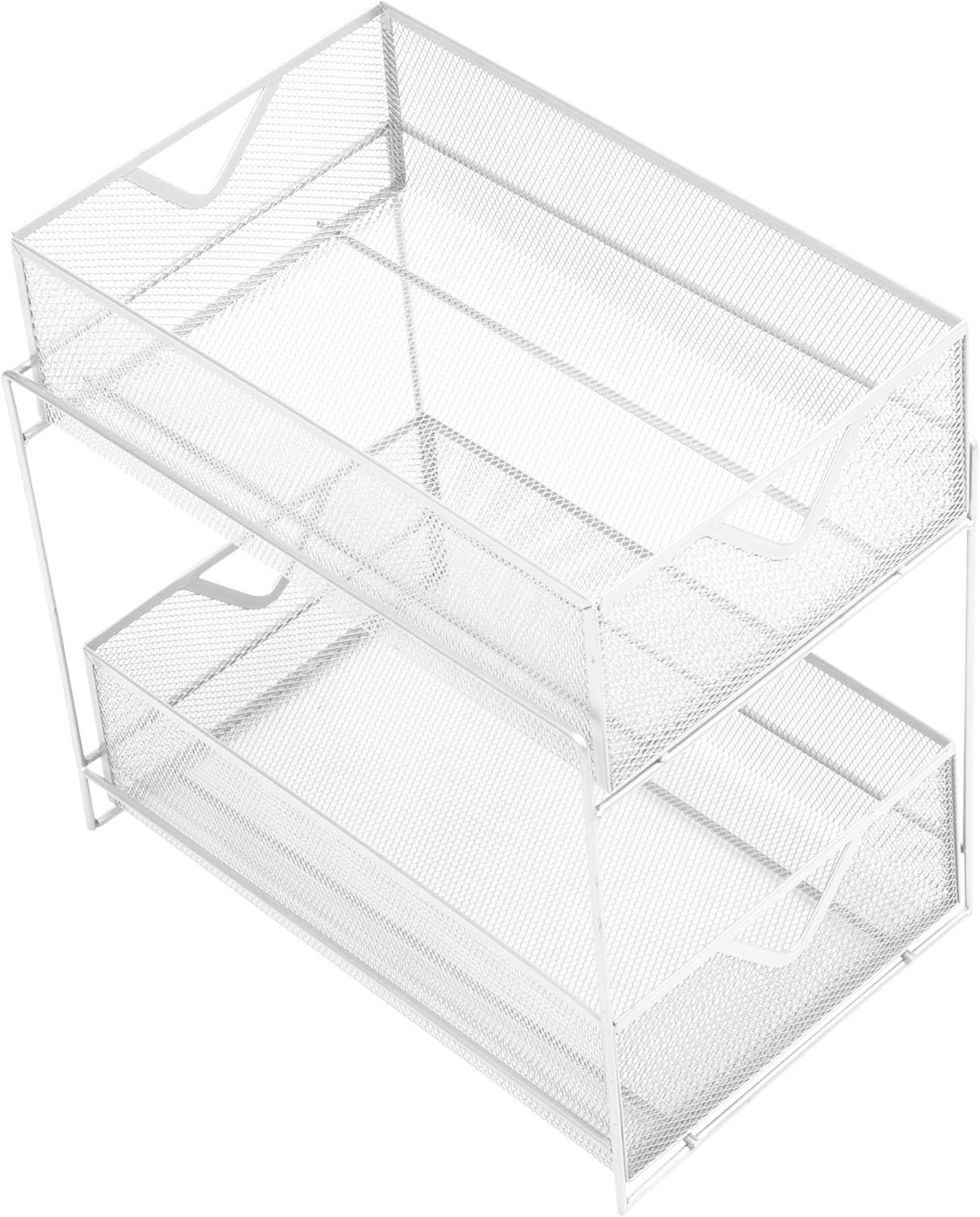 imageMind Reader Accessory Organizer Supply Storage Makeup Office Kitchen Metal Mesh 825L x 125W x 125H TurquoiseWhite