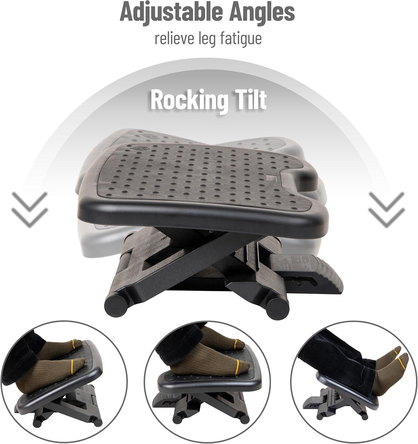 imageMind Reader Adjustable Foot Rest with Elastomer Pad for Comfort and Support Ergonomic Foot Platform Height Adjustable Black