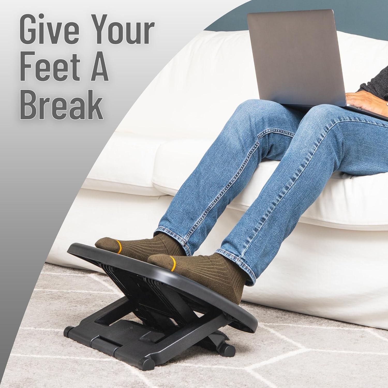 imageMind Reader Adjustable Foot Rest with Elastomer Pad for Comfort and Support Ergonomic Foot Platform Height Adjustable Black