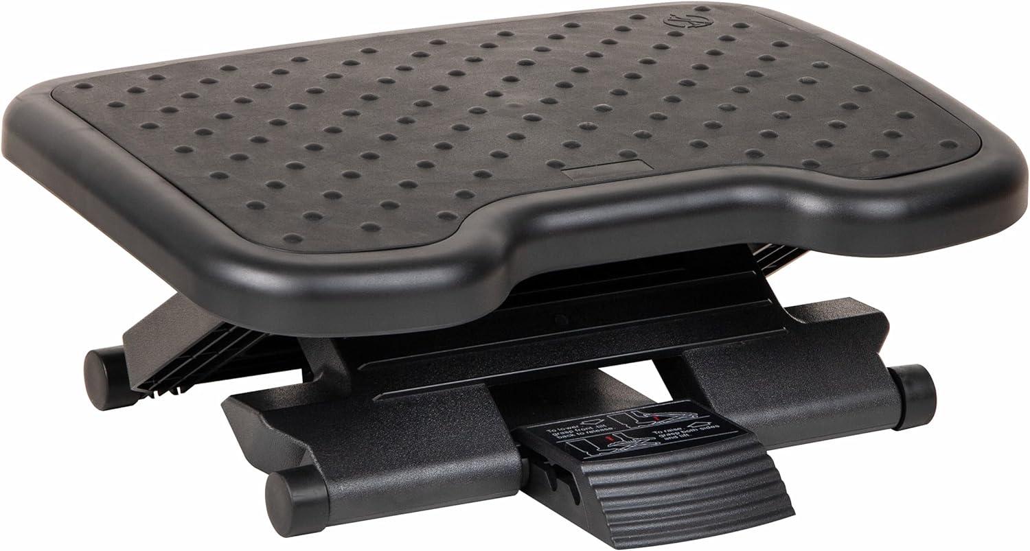 imageMind Reader Adjustable Foot Rest with Elastomer Pad for Comfort and Support Ergonomic Foot Platform Height Adjustable Black