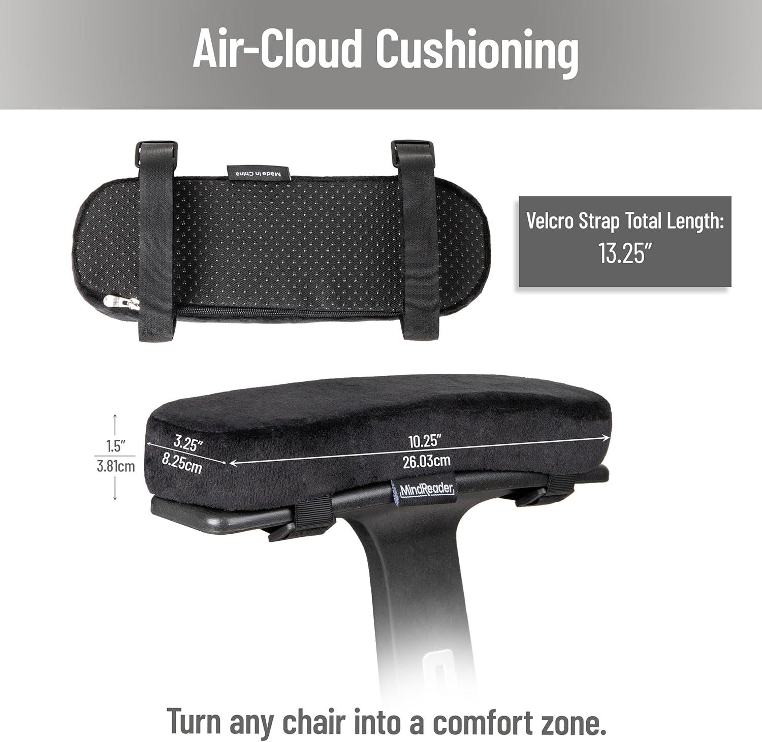 imageMind Reader AirCloud Memory Foam Armrest Pads Office amp Gaming Chair Arm Rests Elbow Support with Washable Cover Black