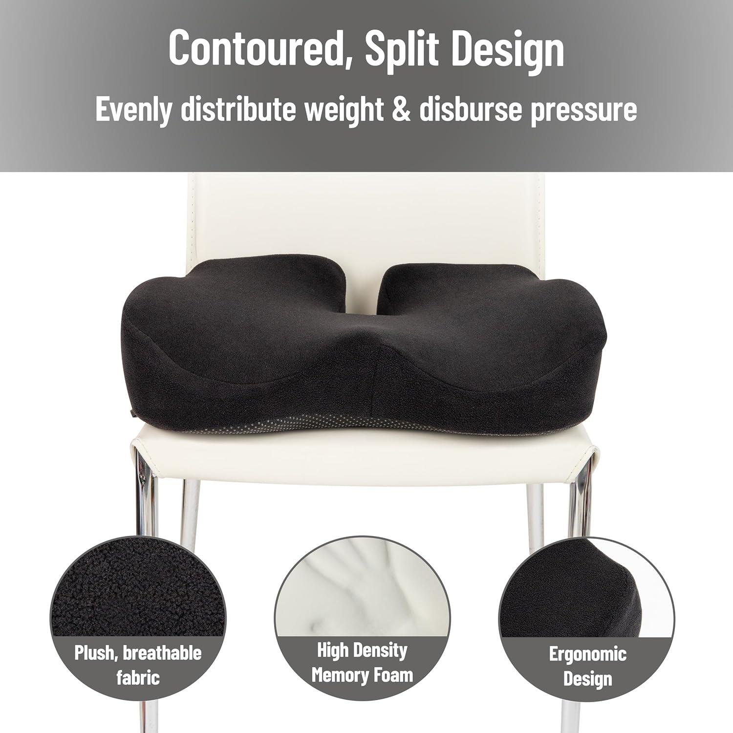 imageMind Reader AirCloud Memory Foam Seat Cushion Ergonomic Support for Lower Back Coccyx and Hip Pain Relief Promotes Better Posture Washable Cover BlackBlack