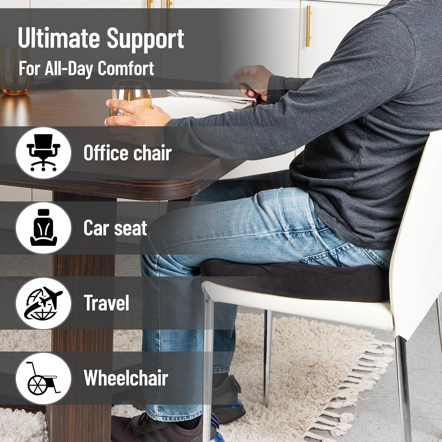 imageMind Reader AirCloud Memory Foam Seat Cushion Ergonomic Support for Lower Back Coccyx and Hip Pain Relief Promotes Better Posture Washable Cover BlackBlack