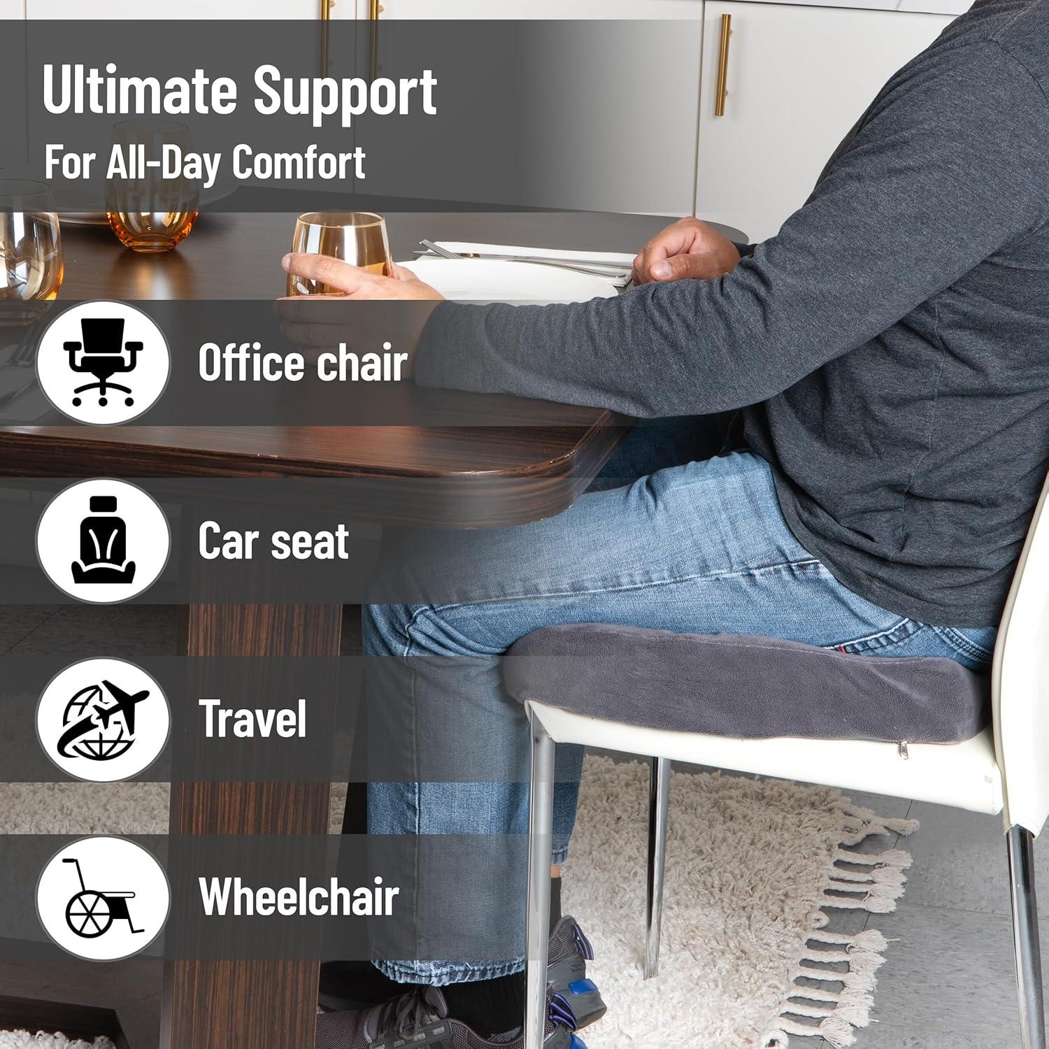 imageMind Reader AirCloud Memory Foam Seat Cushion Ergonomic Support for Lower Back Coccyx and Hip Pain Relief Promotes Better Posture Washable Cover BlackGrey